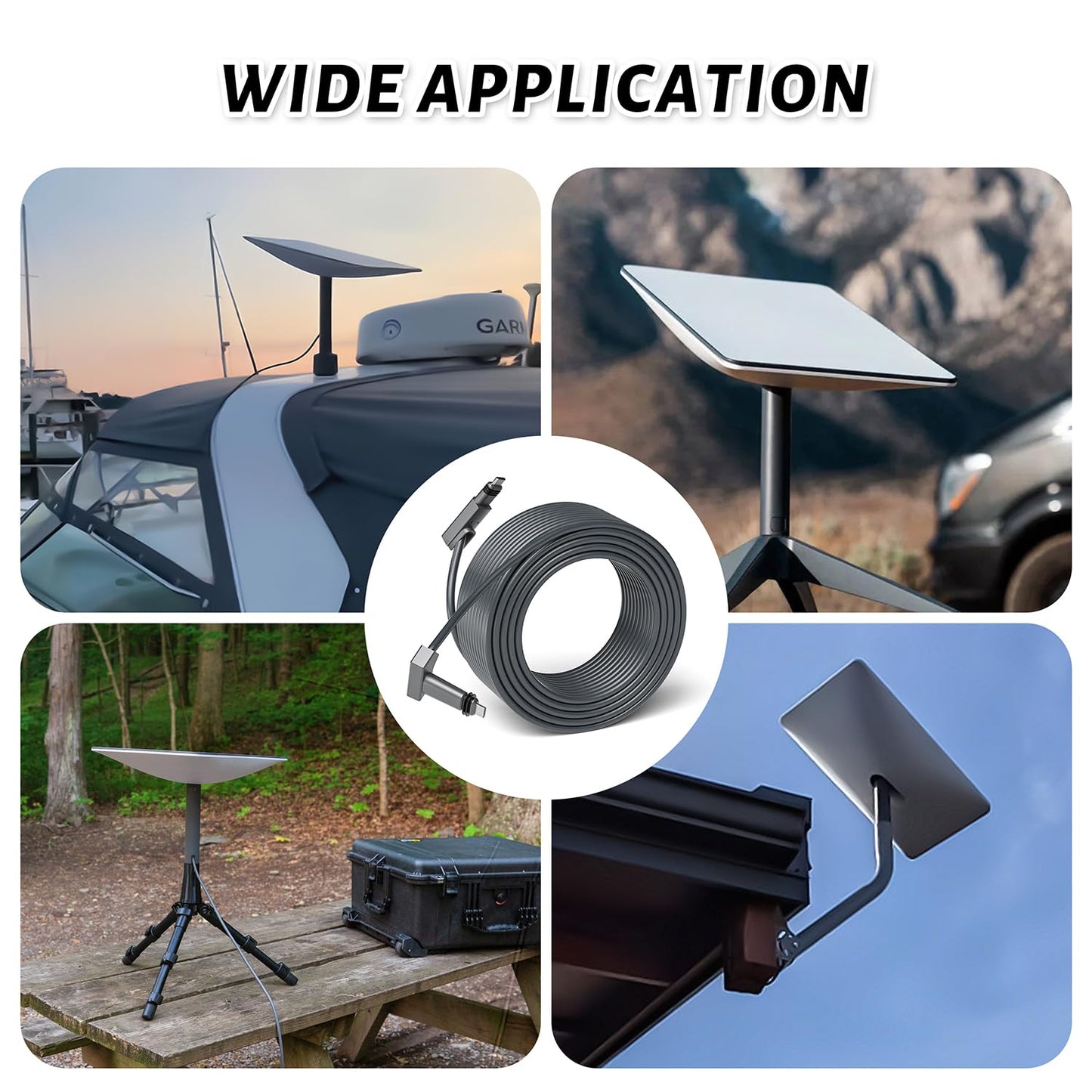 150FT Replacement Cable for SpaceX Starlink Rectangular Satellite V2, Standard Actuated Gen 2 Replacement Cable for Starlink, Starlink Gen 2 Extension Cable with Waterproof End Caps(150Feet)