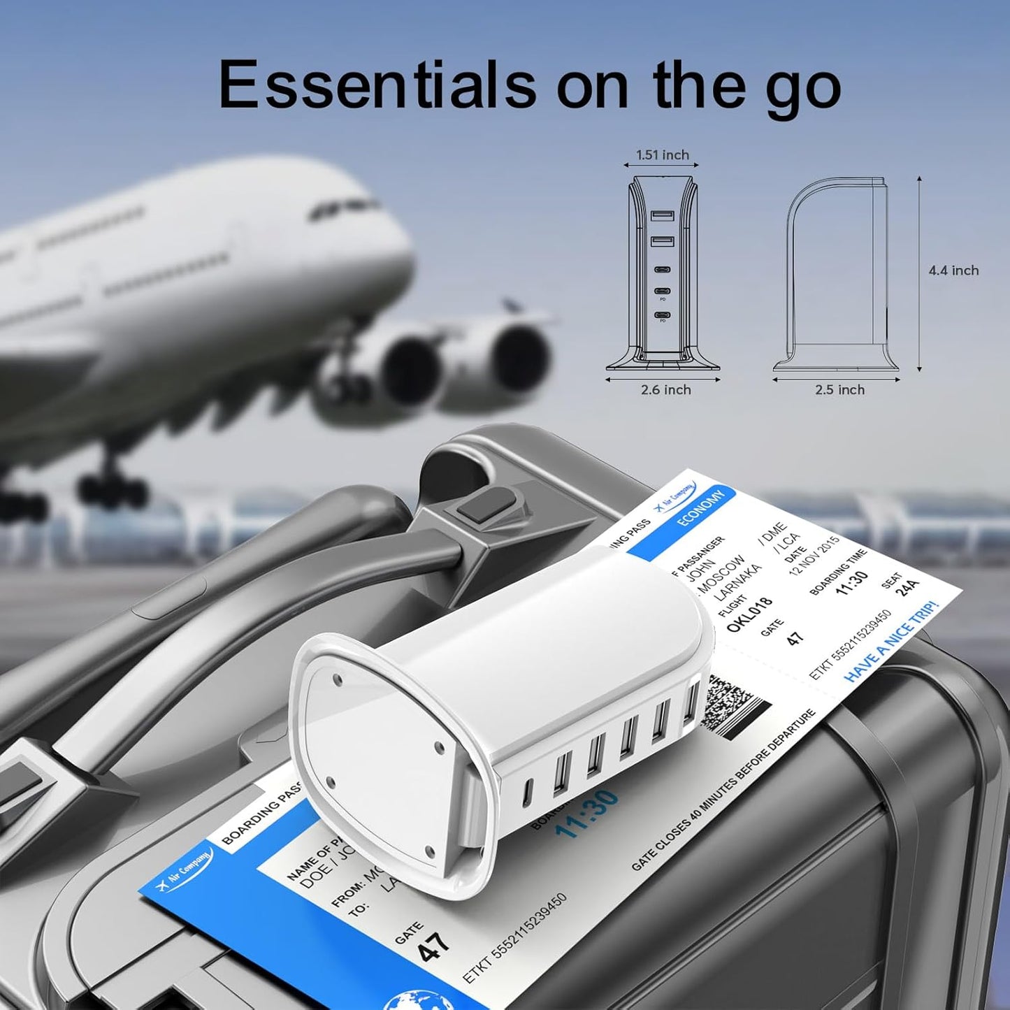 Charging Station for Multiple Devices Upoy, Multi USB Tower Hub with 5 USB+1 Type C Ports, USB C Charger Block Fast Charging for Apple/Samsung/Android Gadgets, Cute Home Office Desk Accessories