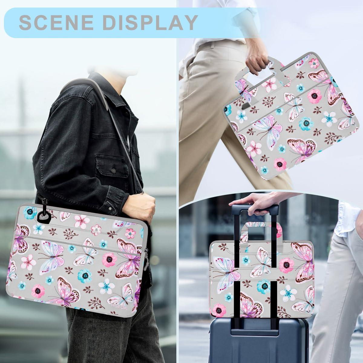 Universal Laptop Shoulder Bag 13-17.3 Inch Shockproof Briefcase with Multi-Pockets & Adjustable Strap for MacBook Pro/Air