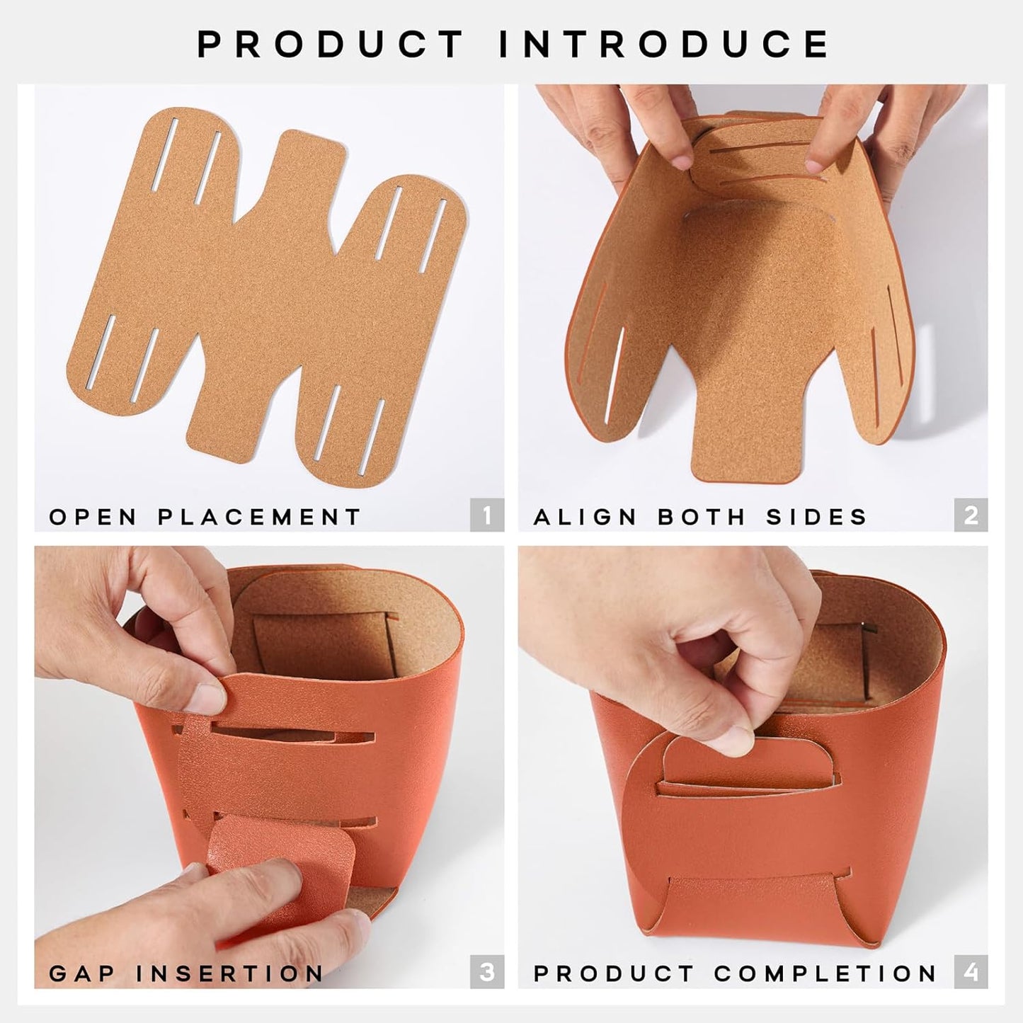 HOMIEAZICOZI 2-Pack Cork Leather Desk Accessories Storage - Pencil Pen Holder - Makeup Brush Holder Organizer - Stylish Addition to Home Decor (Orange)