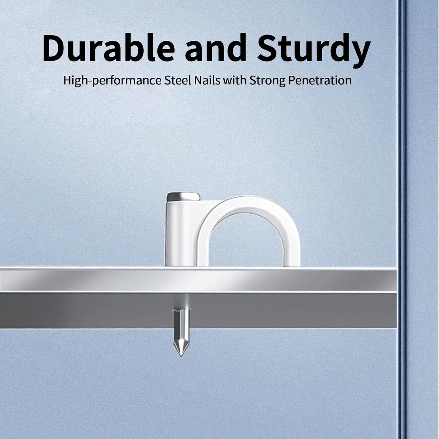 Cable Clips, 100 Pcs, 7mm, Wire Wall Clips with Steel Nails, Cable Management Organizer Clips, Cable Tacks Coax Holder Clips, RG6 RG59 CAT6 RJ45 Cable Cord Clips, White