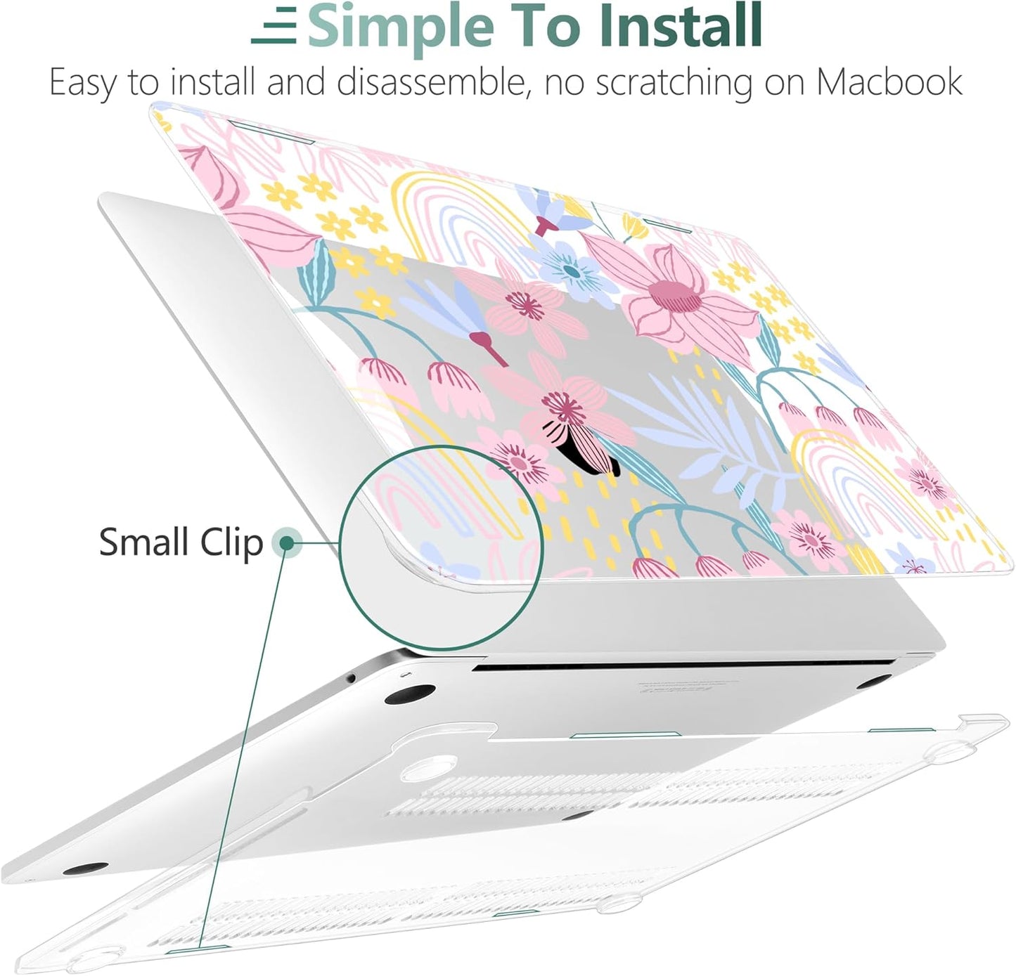 TWOLSKOO Compatible with MacBook Pro 13 inch Case 2023-2016 A2338 M2/M1 A2251 A2289 A2159 A1989 A1706, Plastic Hard Shell Cover & Keyboard Skin & Screen Protector, Floral Spring
