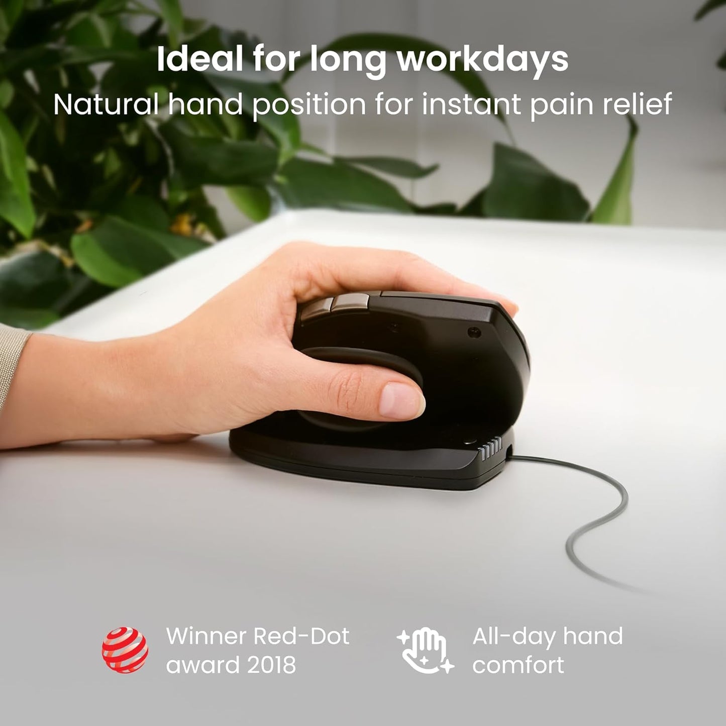 Contour Unimouse Ergonomic Vertical Mouse for Left Hand – Adjustable 35°-70° Angle, Customizable Thumb Rest, Wired, 6 Programmable Buttons, All Day Comfort and Pain Relief