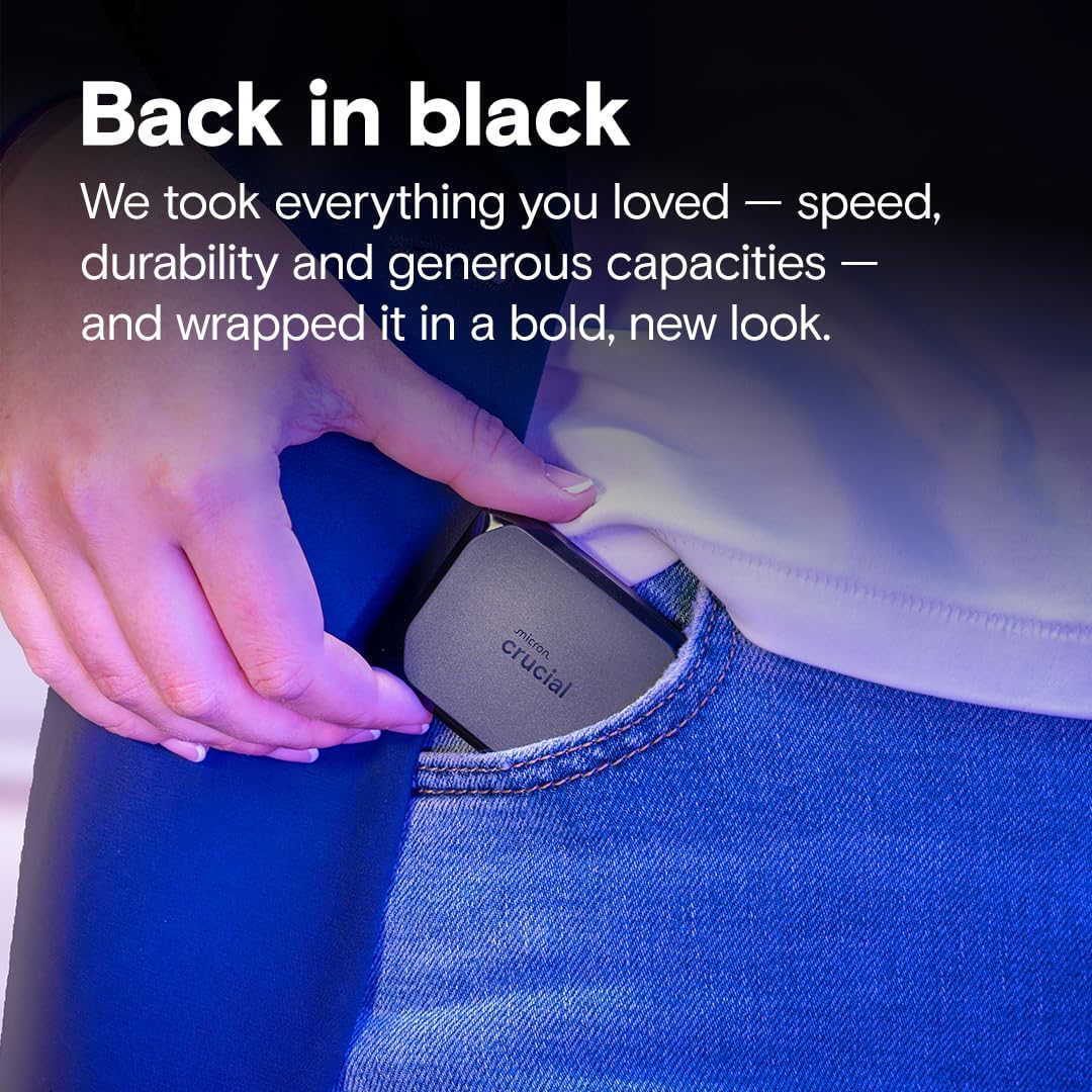 Crucial X10 4TB Portable SSD, Up to 2,100MB/s, USB 3.2 USB-C, External Solid State Drive, Compatible with Windows, Mac & Android, Durable Storage for Games, Photos & Files, Black – CT4000X10SSD9C02