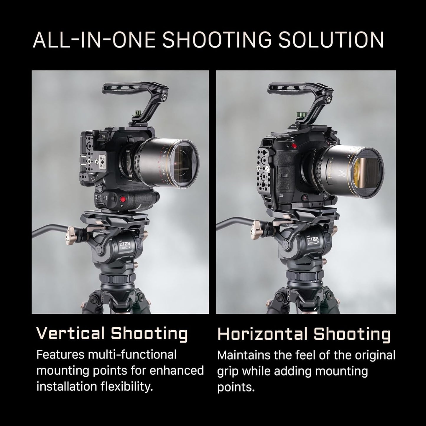 Tilta Camera Cage Compatible with Canon C80 Advanced Kit | Includes Tilta Xeno NATO Side Handle, 15mm LWS Baseplate, Aluminum Rods & Button Extensions | NATO, Cold Shoe, 1/4"-20 & 3/8"-16 Threads