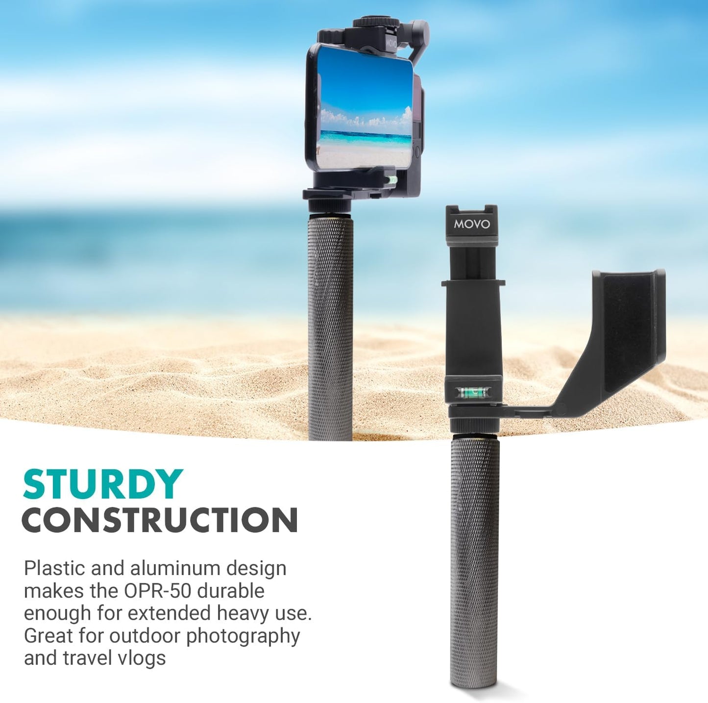 Movo Video Rig Compatible with The DJI OSMO Pocket 1, 2 - Includes Universal Smartphone Mount, Grip Handle, and 2 Cold Shoes for Mounting Microphone, Light - OSMO Pocket Microphone and Video Rig