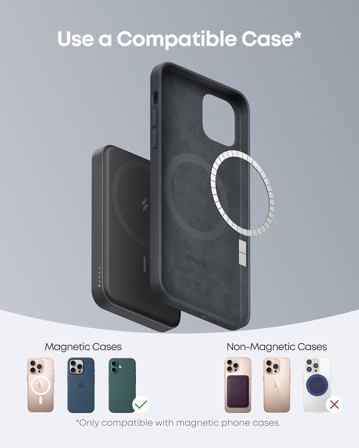 Anker 622 Magnetic Battery (MagGo), 5,000mAh Foldable Magnetic Wireless Portable Charger with Stand and USB-C Port (On The Side), Magsafe-Compatible for iPhone 16/15/14/13 Series