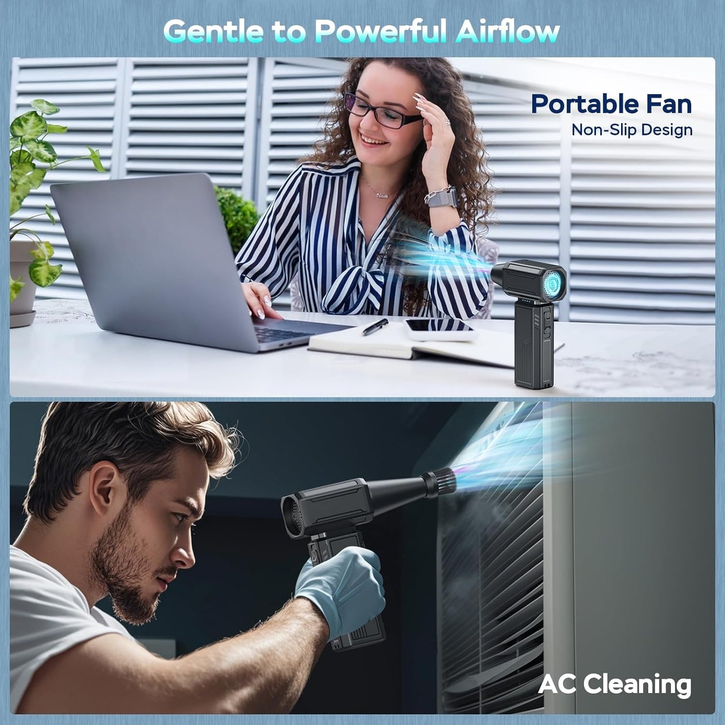 Compressed Air Duster,130000RPM Electric Duster,Stepless Speed Mini Air Blower,Replace Canned Air Duster,Cordless Rechargeable Jet Fan Blower for Keyboard Computer Car Cleaning Dry-Yellow