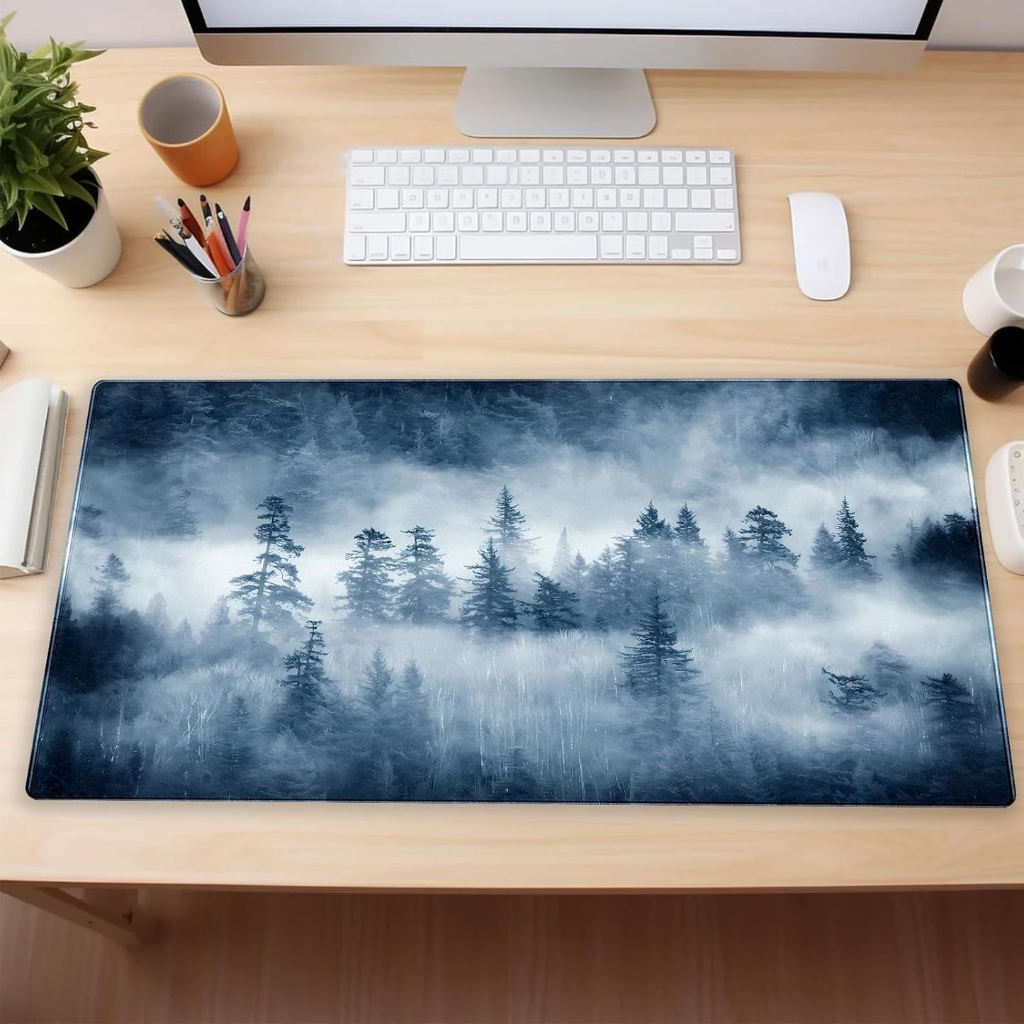 Forest Nature Scenery Mountain Desk Pad Extra Large 31.5"x15.7" Gaming Mouse Pad XL Keyboard Mat for Office Laptop Computer Desk Decor