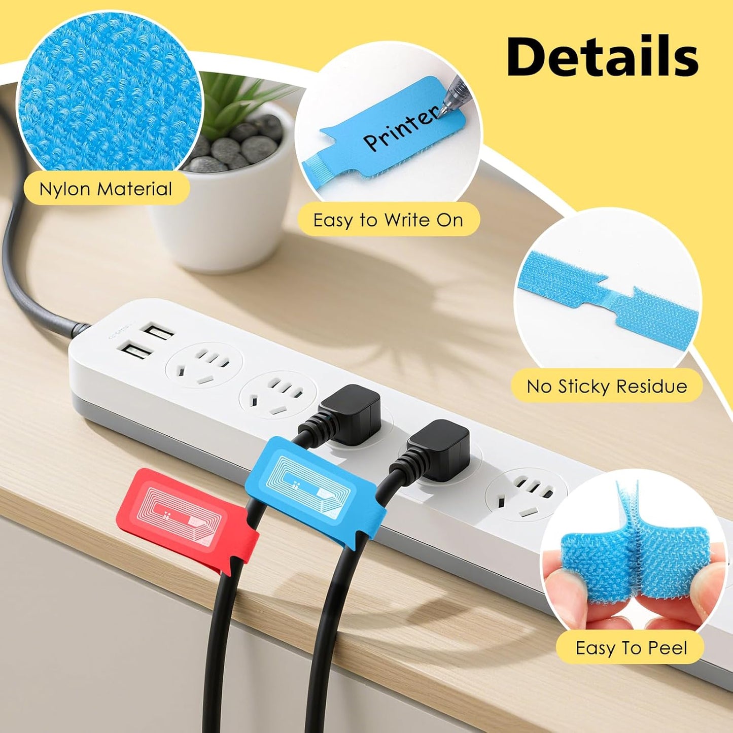 24 Set Smart NFC Cable Labels - 8 Colors Reusable Write-On Wire Labels with Blank NFC Tags Stickers, Programmable Cord Identification Labels for Electronics Cable Management, Rectangle