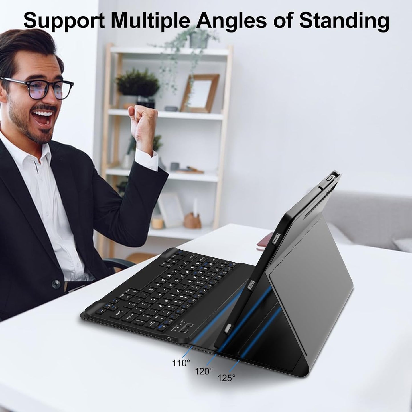 Galaxy Tab S9 FE Case with Keyboard 5G 10.9 Inch 2023, Keyboard for Galaxy Tablet S9 11 Inch 2023, Detachable Bluetooth Keyboard with Pen Holder for Samsung Tab S9 11''/S9 FE 10.9'', Black