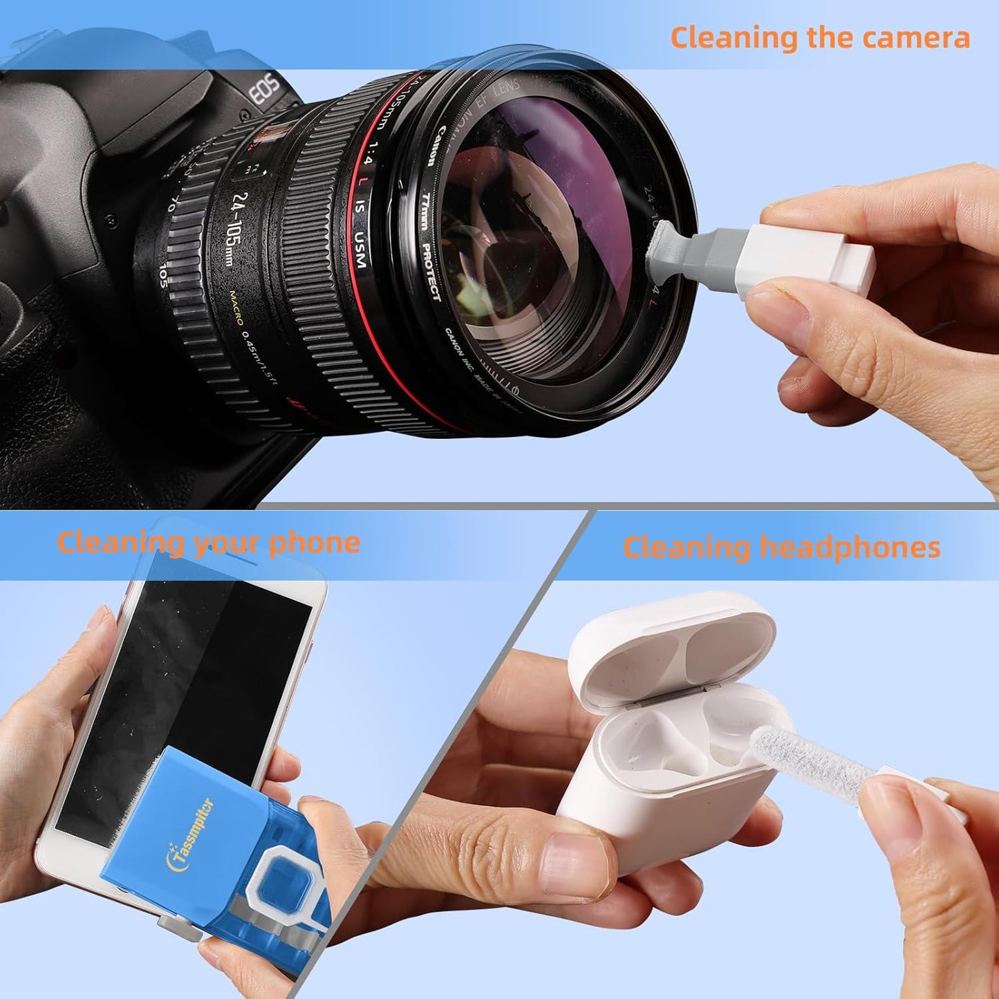 Laptop Cleaning Kit, Keyboard Cleaning Kit with Spray and Wipe, Keyboard Cleaner for MacBook iPad Tablet iPhone Computer Camera Lens Airpods Earbuds, Mutitool Brush for Electronic Screen