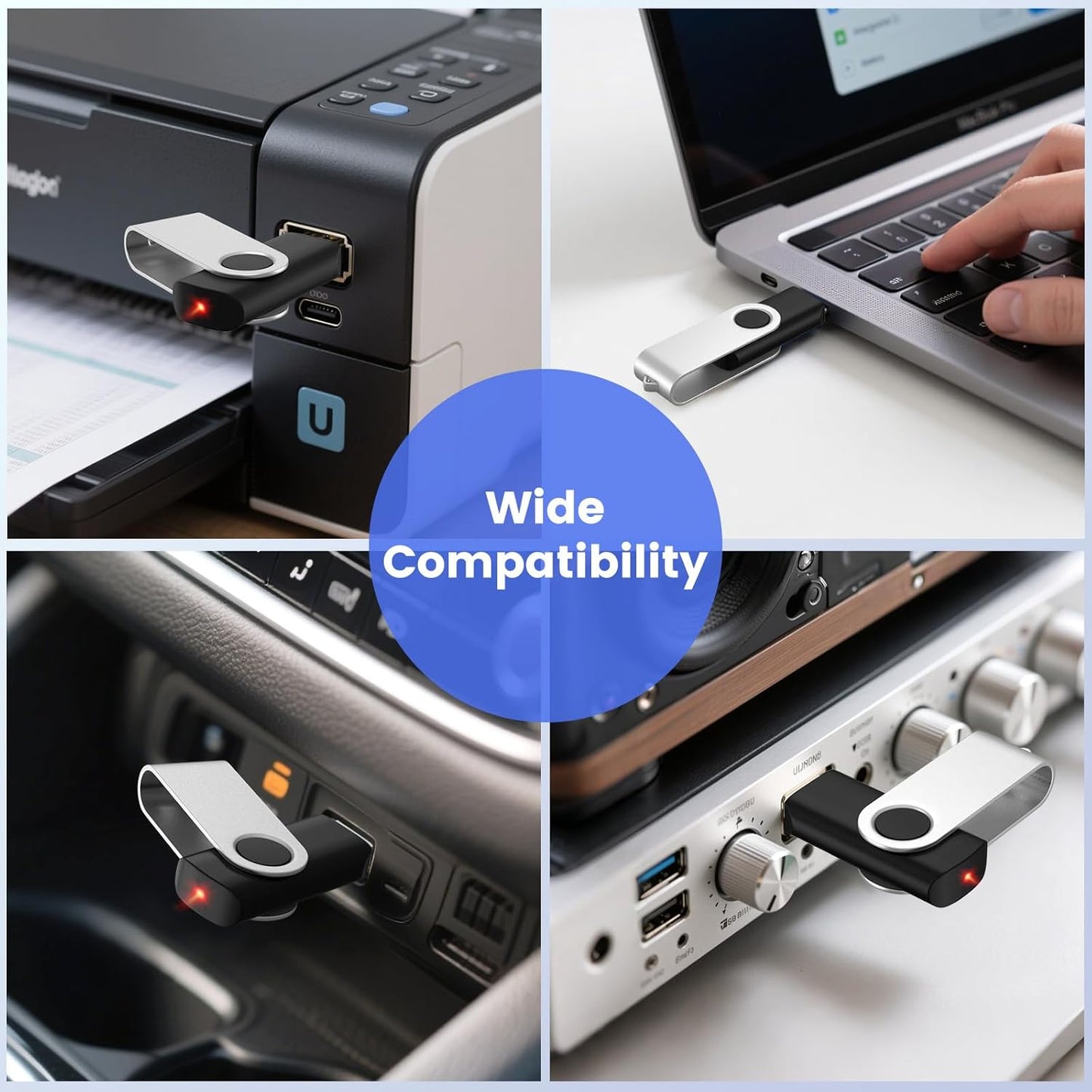 ABLAZE 128GB Flash Drive 2 Pack, USB 2.0 Thumb Drives with Lanyards Swivel USB Memory Stick 16GB