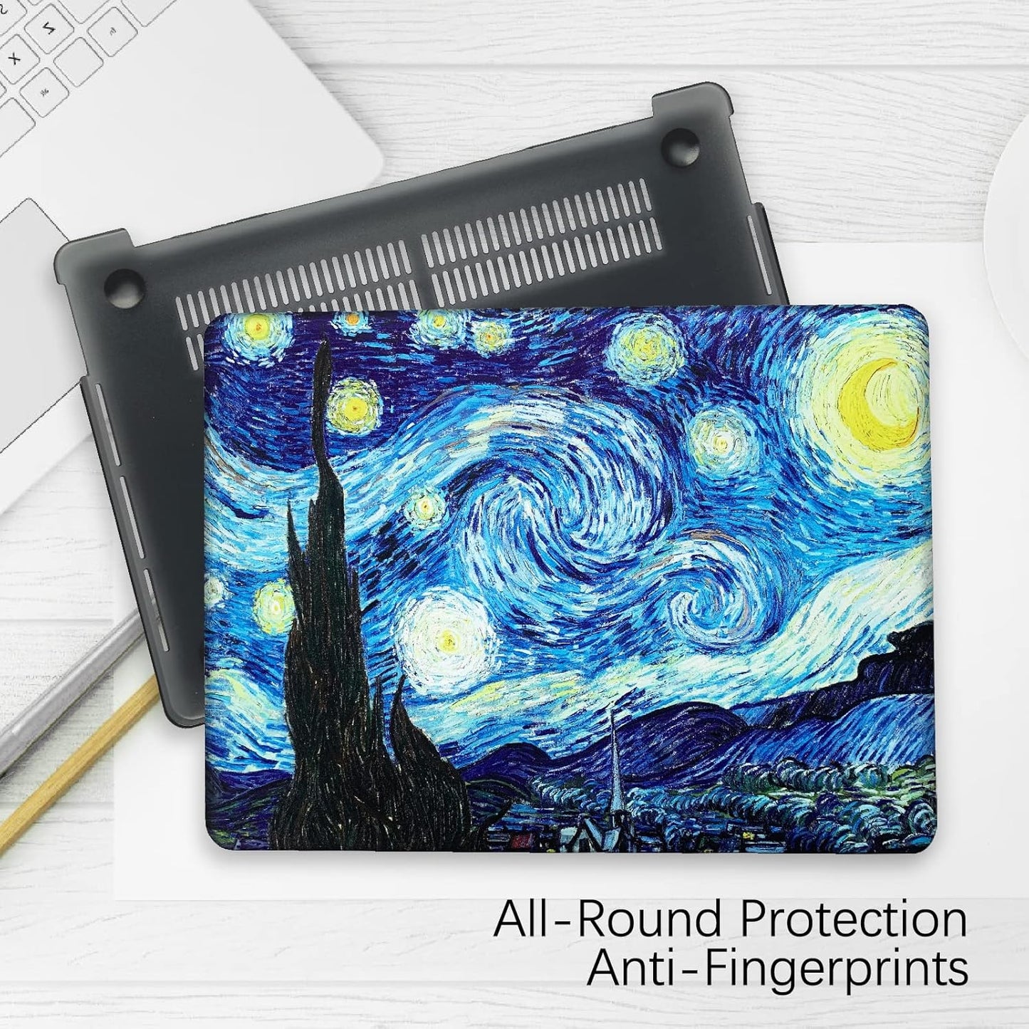 Compatible with MacBook Pro 13 inch Art Case Skin, 2022, 2021, 2020-2016 Release A2289/A2251/A2338 M1 Cover Hard Shell with Keyboard Cover & Screen Protector (The Starry Night by Vincent Van Gogh)