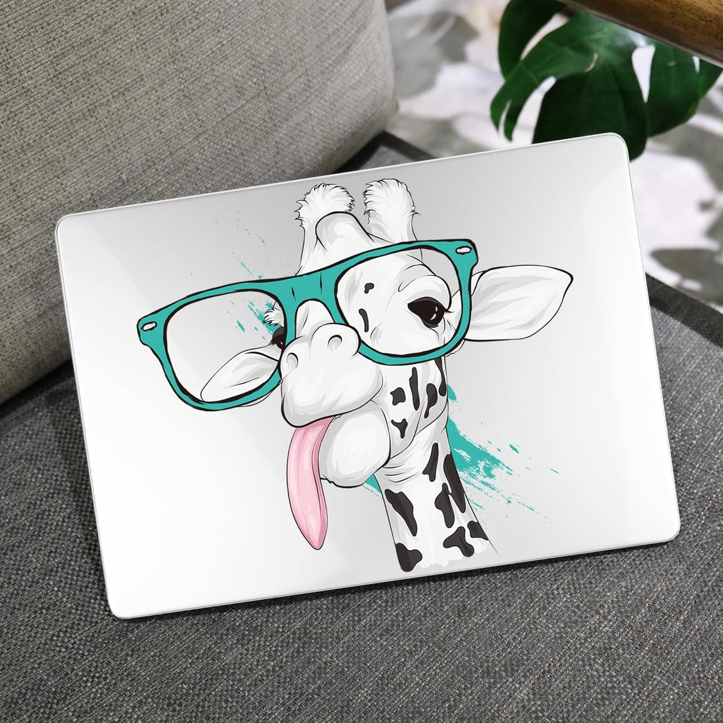 MEEgoodo for MacBook Air 13 inch Case 2021 2020 2019 2018 Released A2337 M1 A2179 A1932 with Touch ID, Plastic Hard Shell & Keyboard Cover Compatible with MacBook Air Case 13.3, Funny Giraffe