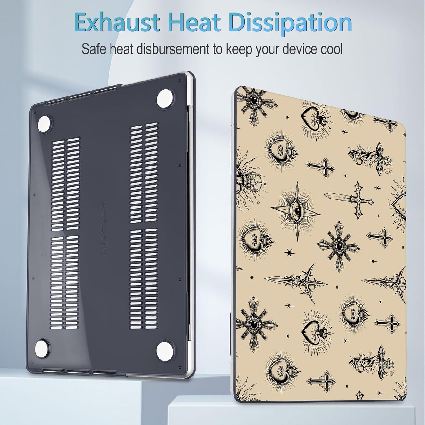 Mektron Case for 2025 MacBook Pro 16" M4 A3403 A3186 M3 A2991 M2 A2780 M1 A2485 (2021/2023/2024) Pro/Max with Touch ID, Hard Shell Plastic Laptop Cover Keyboard Cover Screen Protector, Evil Eye