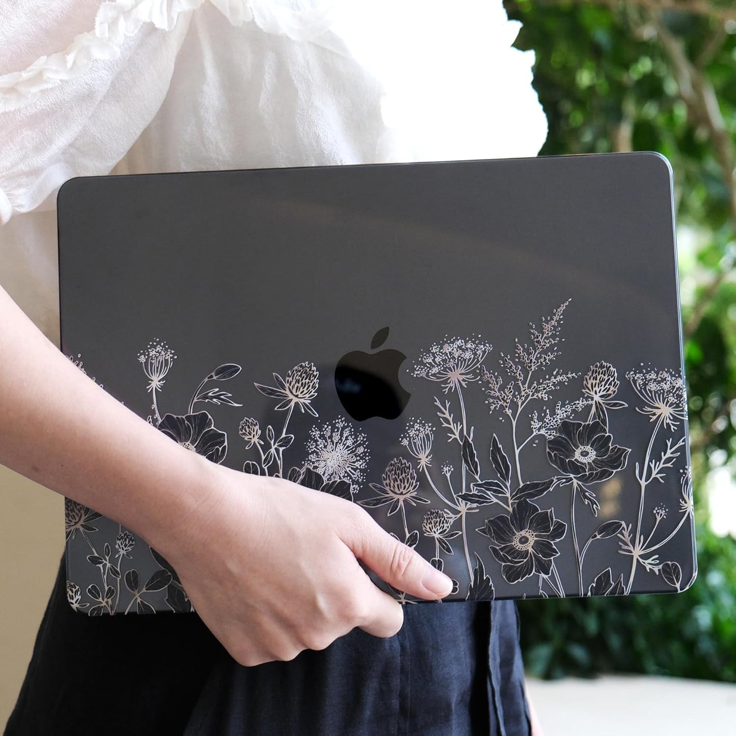 MEEgoodo for MacBook Air 13.3 inch Case 2021 2020 2019 2018 A2337 M1 A2179 A1932, Case for MacBook Air M1, Hard Shell with Keyboard Webcam Cover & Trackpad Film & Type C Adapter,Golden Flowers & Herbs