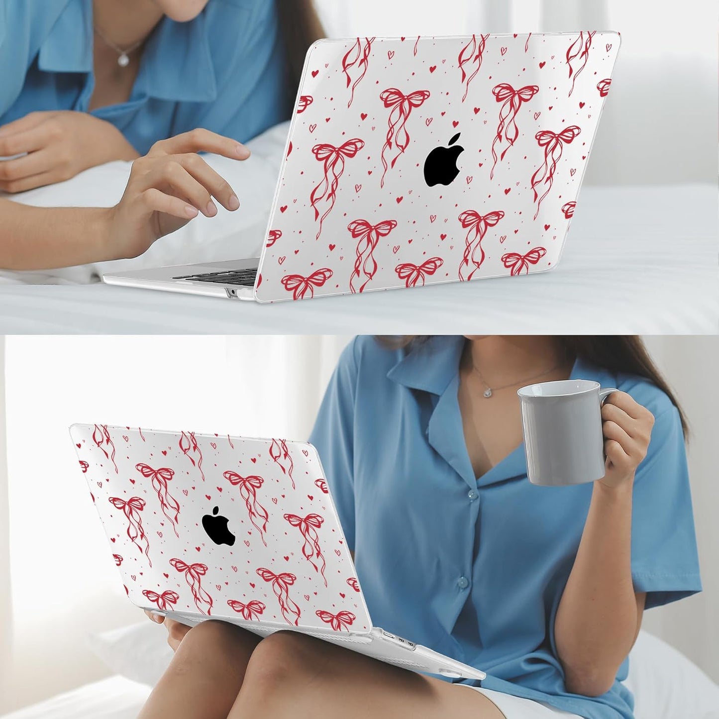 Mektron for 2025 M4 MacBook Air 13.6 Inch A3240 Case Fits 2023 A2681 M2 2024 A3113 M3 Chip with Liquid Retina Display Touch ID, Printed Plastic Hard Shell Cover for MacBook Air 13.6", Layer Bows