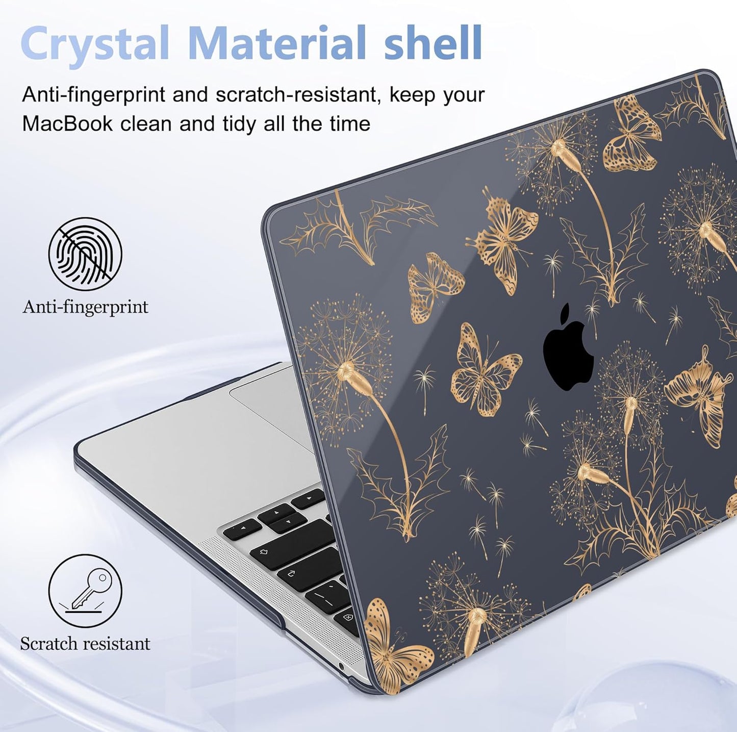Case for MacBook Pro 13 inch with/Without Touch Bar (2016-2022, M2 A2338 M1 A2289 A2251 A2159 A1989 A1706 A1708), Hard Shell + Keyboard Cover + Dust Plug, Butterflies