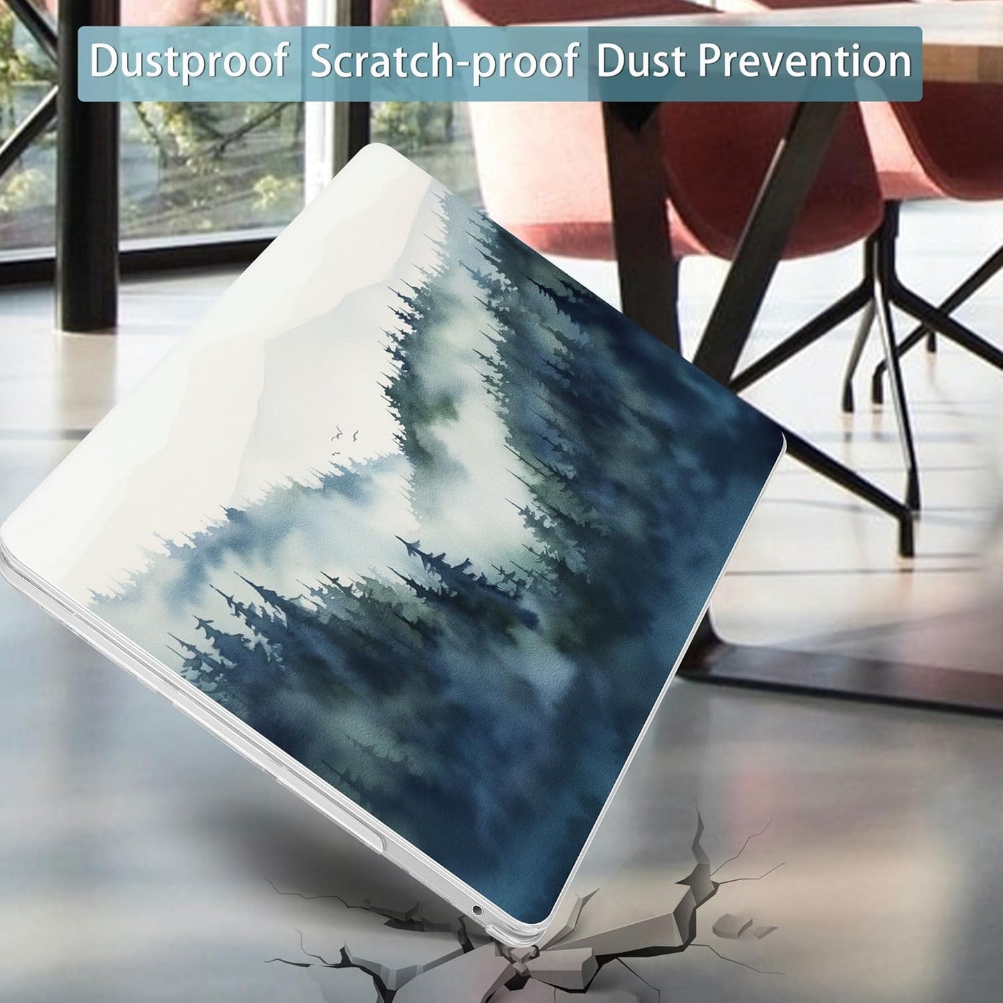 Mektron for MacBook Pro 13-inch Case 2022 2021 2020 Release A2338 M2 M1 A2289 A2251, Printed Plastic Hard Shell Cover for New MacBook Pro 13.3-inch Touch Bar Fits Touch ID,Misty Forest C133