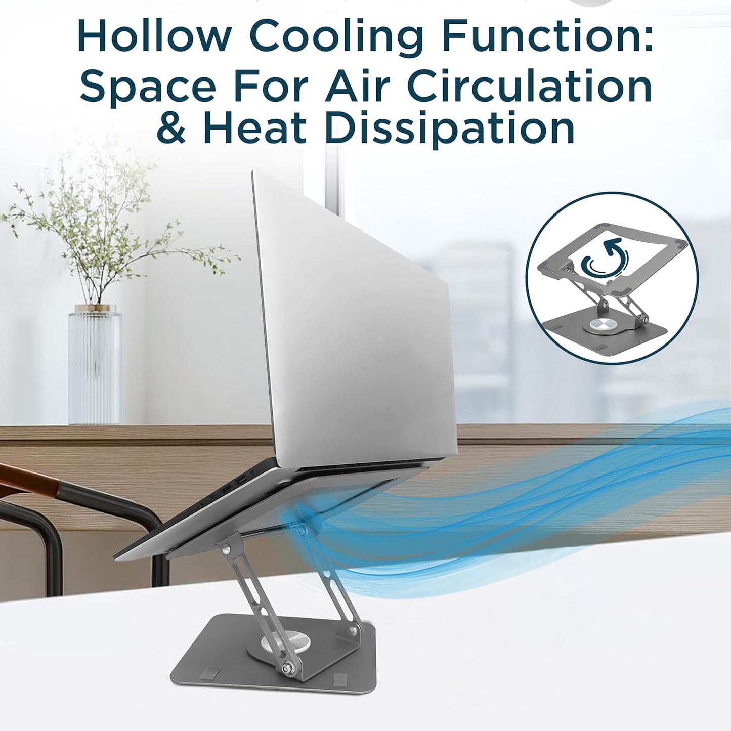 Uncaged Ergonomics Swivel Laptop Stand for Desk, Adjustable Computer iPad Stand for Desk w/ 360 Rotation, Portable Laptop Holder for Home Office Ergonomic Supplies (Space Gray)