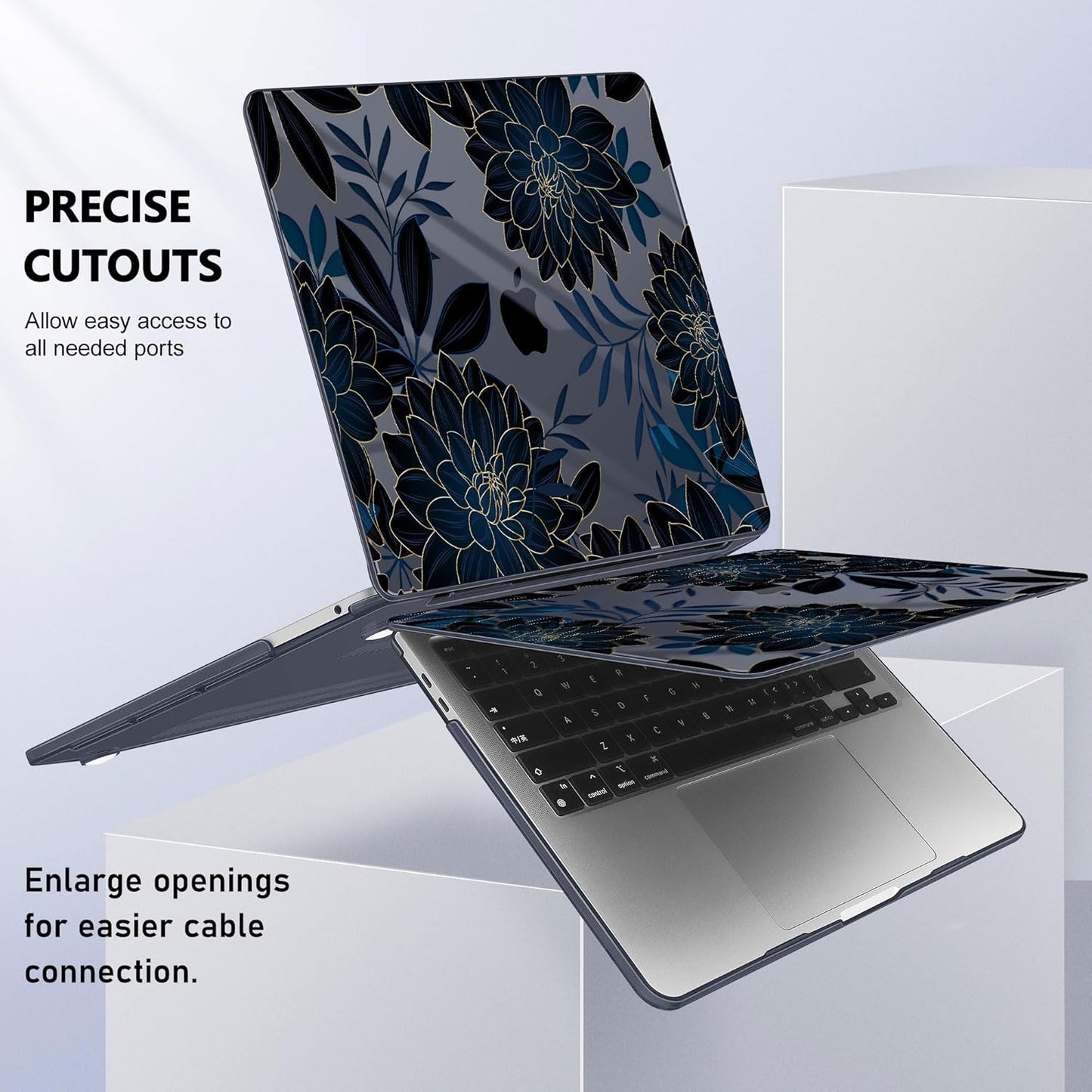 May Chen for MacBook Pro 13 inch Case 2022 2021 2020 Release A2338 M2 M1 A2289 A2251, Plastic Crystal Hard Shell Case Cover for MacBook Pro 13 inch Touch Bar Fits Touch ID, Luxury Dahlia