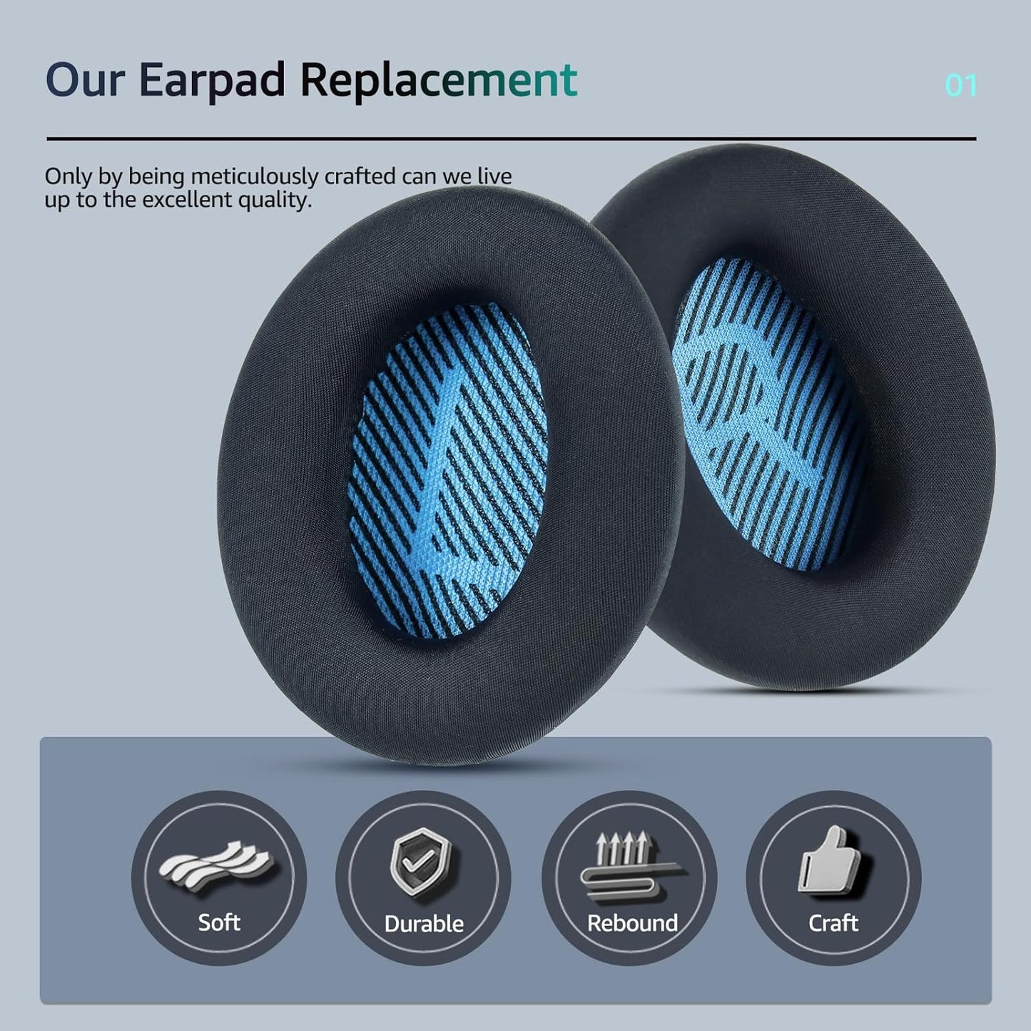 Fabric Comfort -Wzsipod Ear Pads for Bose QuietComfort 35/Qc35ii Headphones, Compatible with QC45 QC25 QC35 QC15 & More Series, Replacement Exclusive Styles, S3