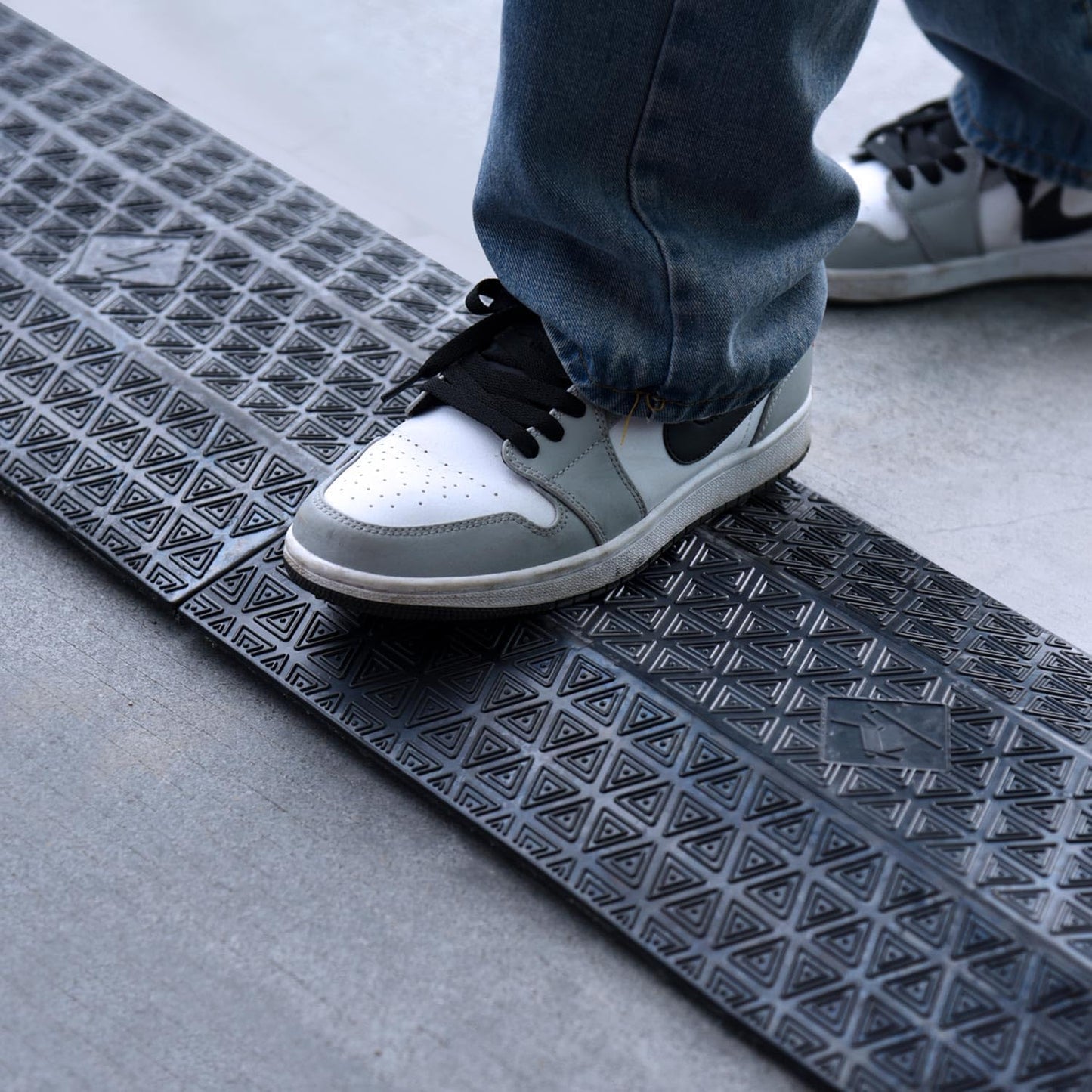 Double 40" inch Rubber Drop Over Cable Cover, 2 Pack Prevent Tripping Floor Cord Protector, Interlocking Cable Cover, Drop Track Cable Ramp, for Home, Office, Store, Warehouse (Wide - 2Pack)