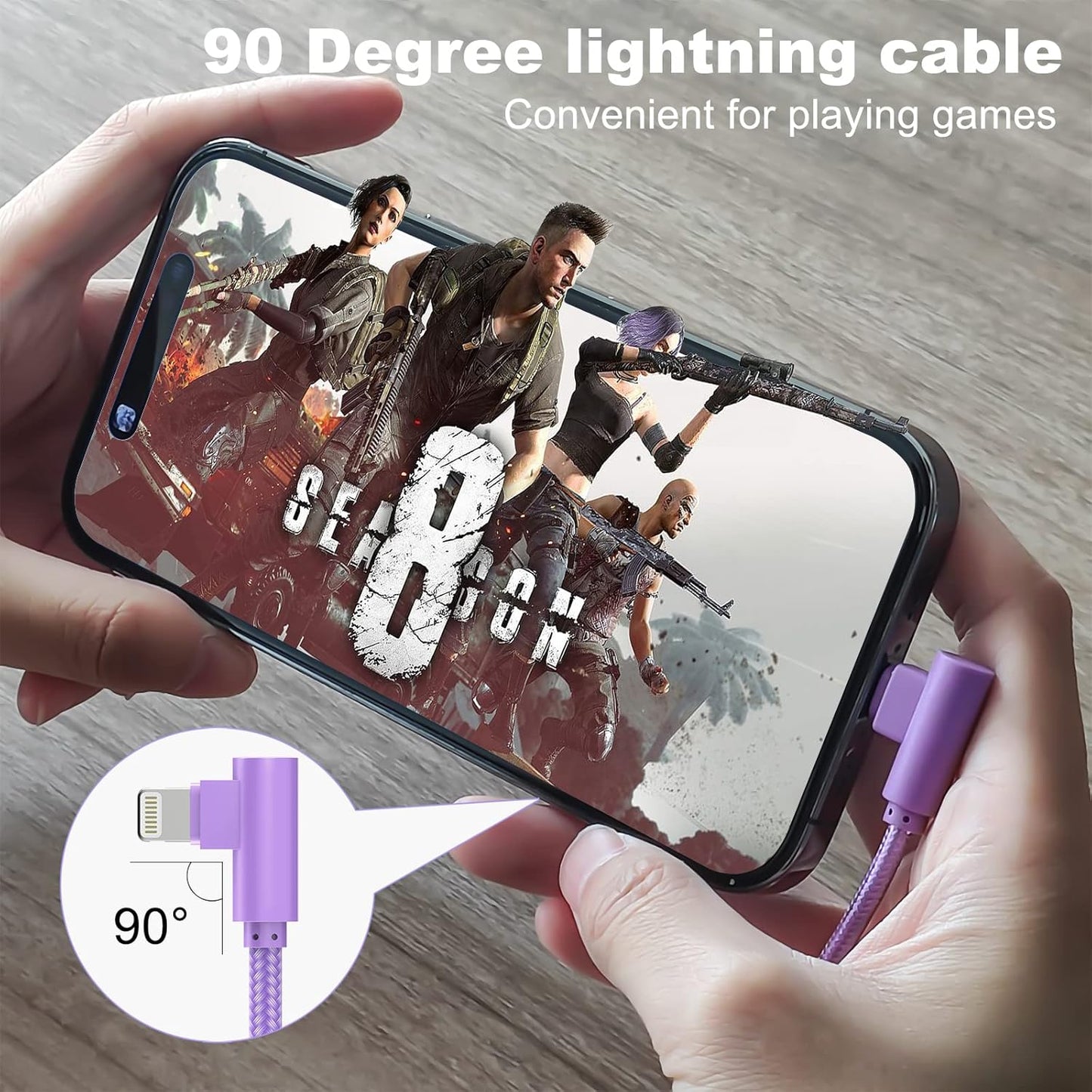 iPhone Charger 3 Pack 10FT USB A to Lightning Cables 90 Degree Charge Cable MFi Certified Nylon Braided Fast Charging Cord for iPhone 14/13/12/11/X/Max/8/7/6/6S/5/5S/SE/Plus/iPad