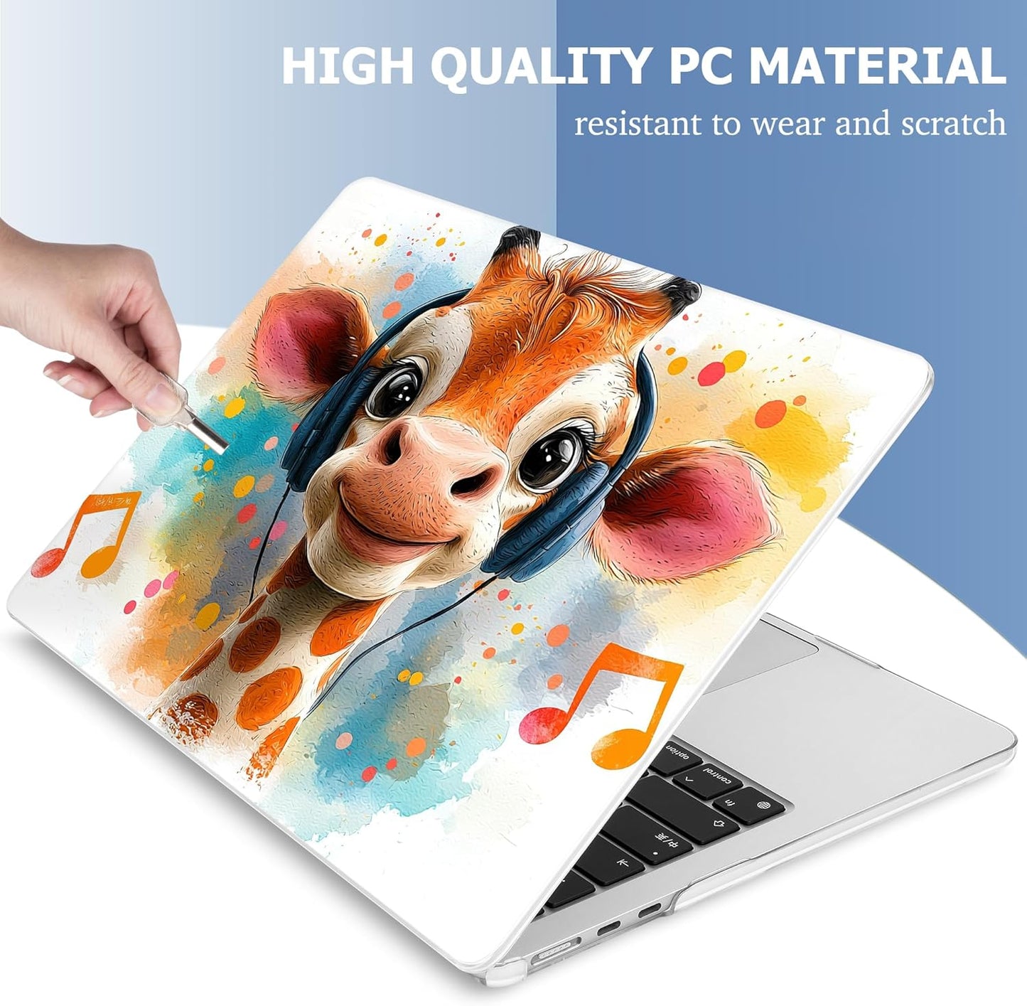 Mektron Compatible with M4 MacBook Air 15 inch Case 2025 A3241 2024 2023 M3 A3114 A2941 M2 Liquid Retina Display Touch ID, Plastic Hard Case & Keyboard Skin & Screen Protector - Cute Giraffe