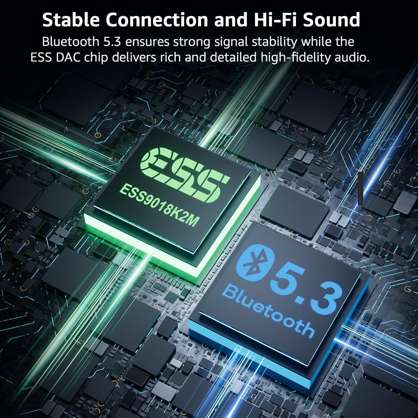 1Mii B03S Bluetooth 5.3 Transmitter Receiver for TV Home Stereo, Wireless Audio Adapters with Audiophile DAC, aptX Adaptive/LL/HD, Dual Link, Optical RCA AUX 3.5mm Inputs/Outputs