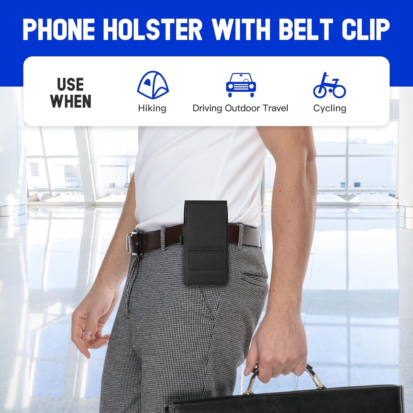 BECPLT Nylon Holster Compatible with Galaxy S25 Ultra S24/S23/S22/S21/S20 Ultra A17 A16 Motorola Moto G56 G Power Black Cell Phone Belt Holder for Men