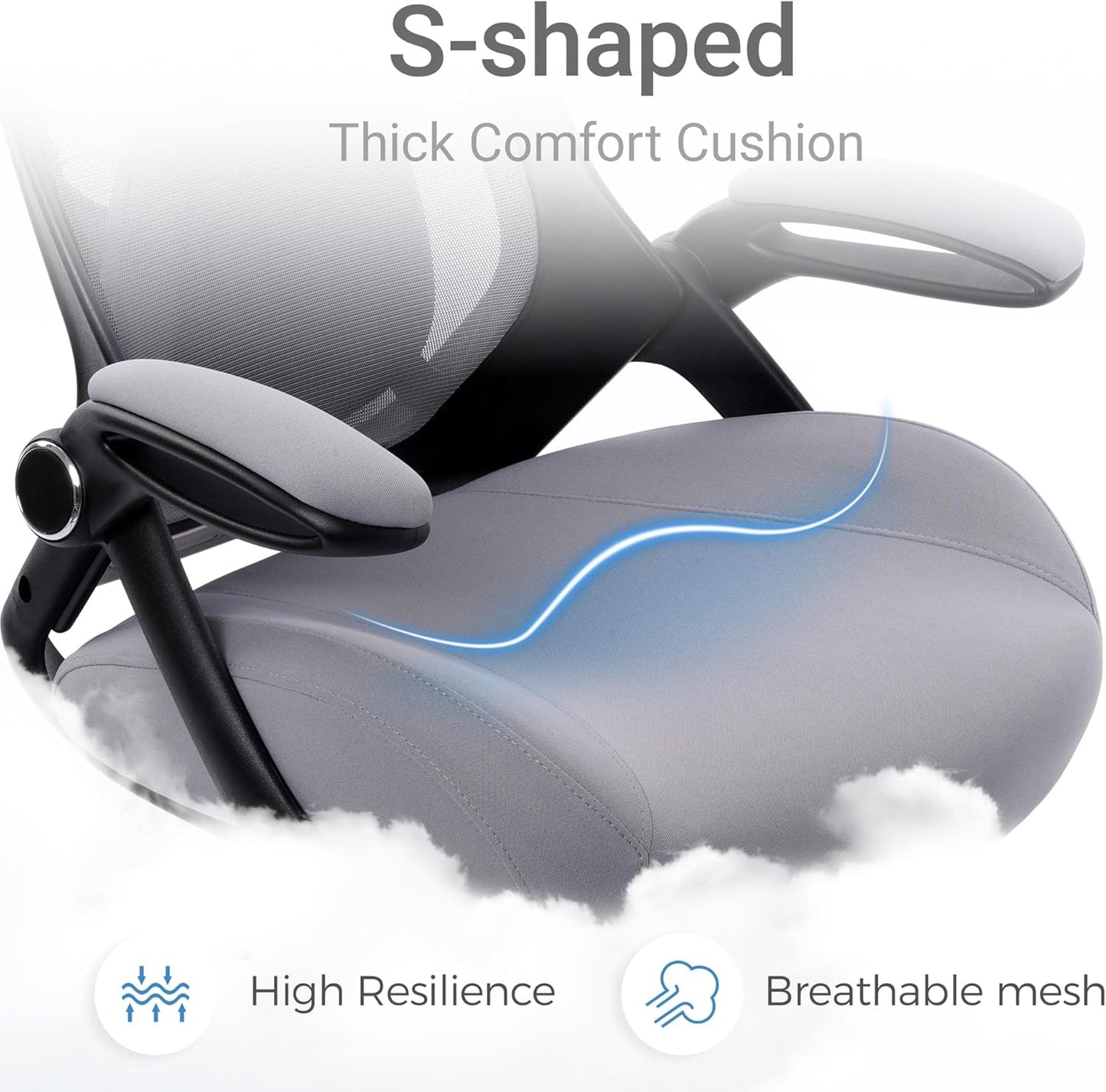 HYLONE 400lbs Heavy Duty Drafting Chair 5" Thickened Seat Office Chair with Flip-Up Armrests Tall Ergonomic Computer Chair with Lumbar Support and Adjustable Footrest Ring Standing Desk Chair(Grey)