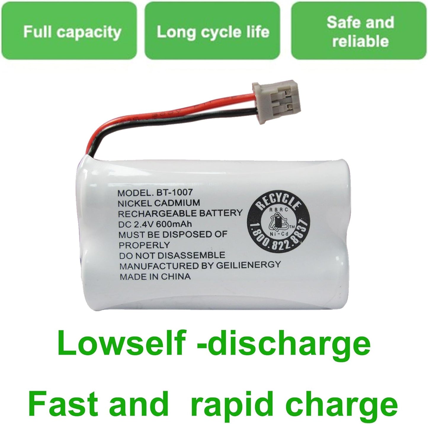 GEILIENERGY BT1007 BT-1007 BBTY0651101 Battery Compatible with BT904 BT-904 BT1015 BBTY0460001 BBTY0510001 BBTY0624001 BBTY0700001 HHR-P506, HHR-P506A Cordless Phone(2-Pack)