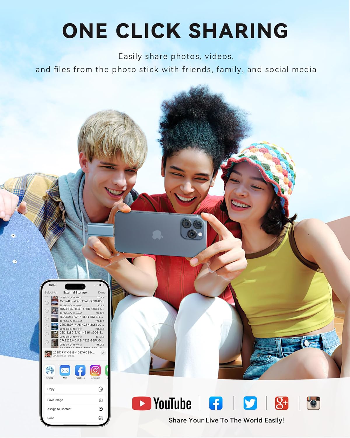 Apple MFi Certified 512GB Flash Drive for iPhone Thumb Drive Photo Stick, USB Memory Stick iPhone Flash Drive for Photos Videos, High Speed Jump Drive Compatible for iPhone/iPad/Android/PC (Blue)