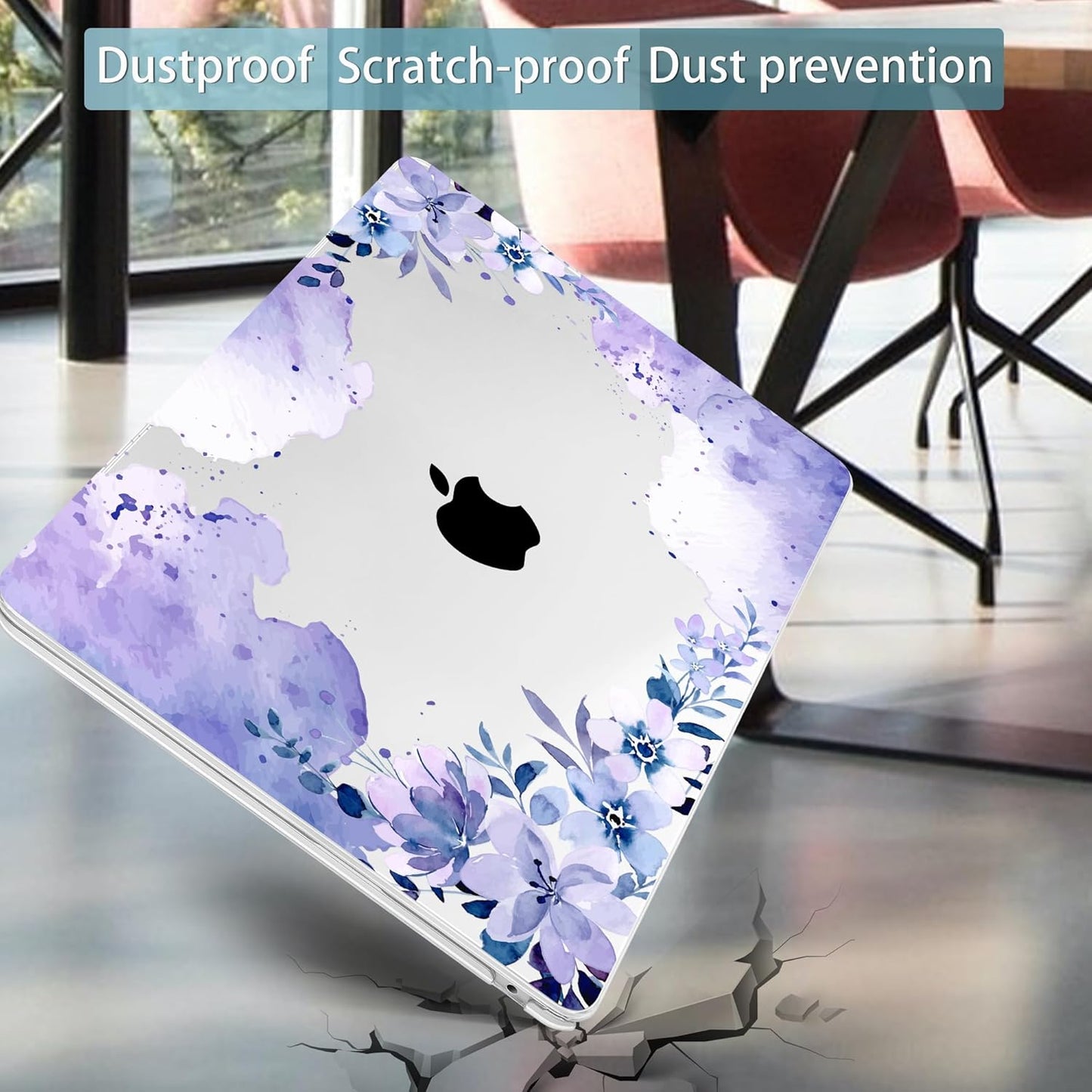 Mektron for 2025 M4 MacBook Air 13.6 Inch A3240 Case Fits 2023 A2681 M2 2024 A3113 M3 Chip with Liquid Retina Display Touch ID, Printed Plastic Hard Shell Cover for MacBook Air 13.6", Purple Floral