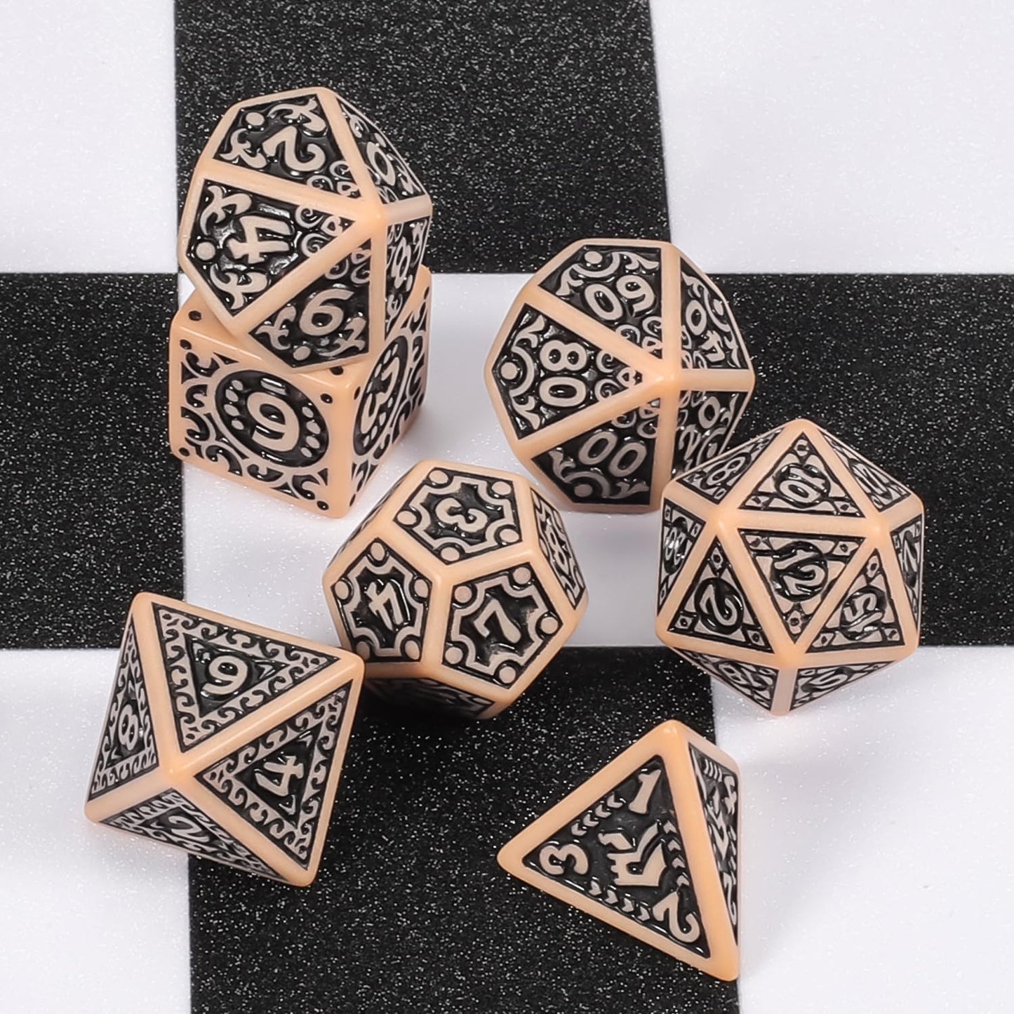 CiaraQ DND Polyhedral Dice Set (42pcs) with A Gold Pattern Drawstring Bag for Dungeons and Dragons RPG MTG Table Games. 6 Sets Fantasy Role Playing Dice