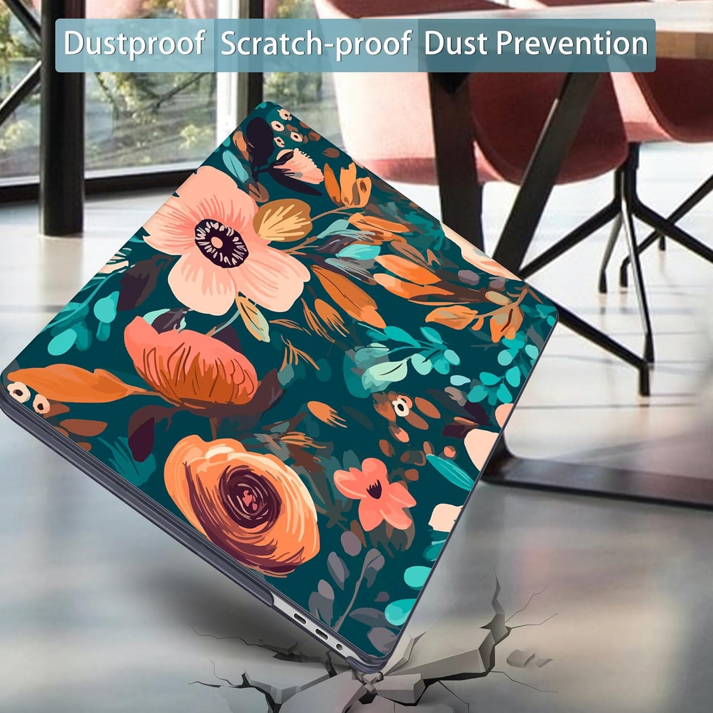 Mektron Case for MacBook Pro 16 Inch A2141 Cover 2019 Release 16" with Liquid Retina Display/Touch ID, Plastic Hard Shell with Keyboard Skin & Screen Protector & Dust Plug, Abstract Florals