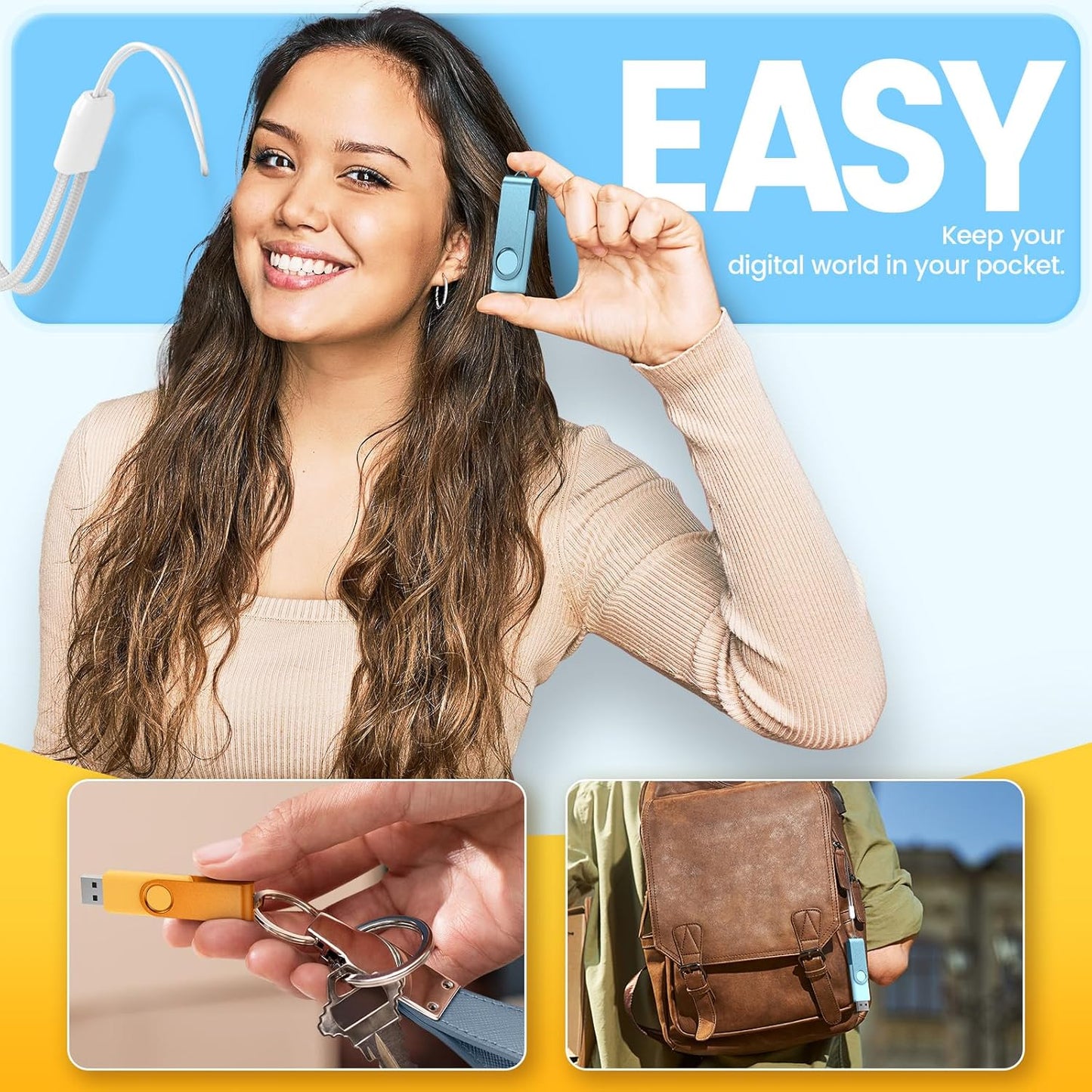 Kepmem 64GB Flash Drive 10 Pack - High Capacity USB 2.0 Memory Stick for Data Storage