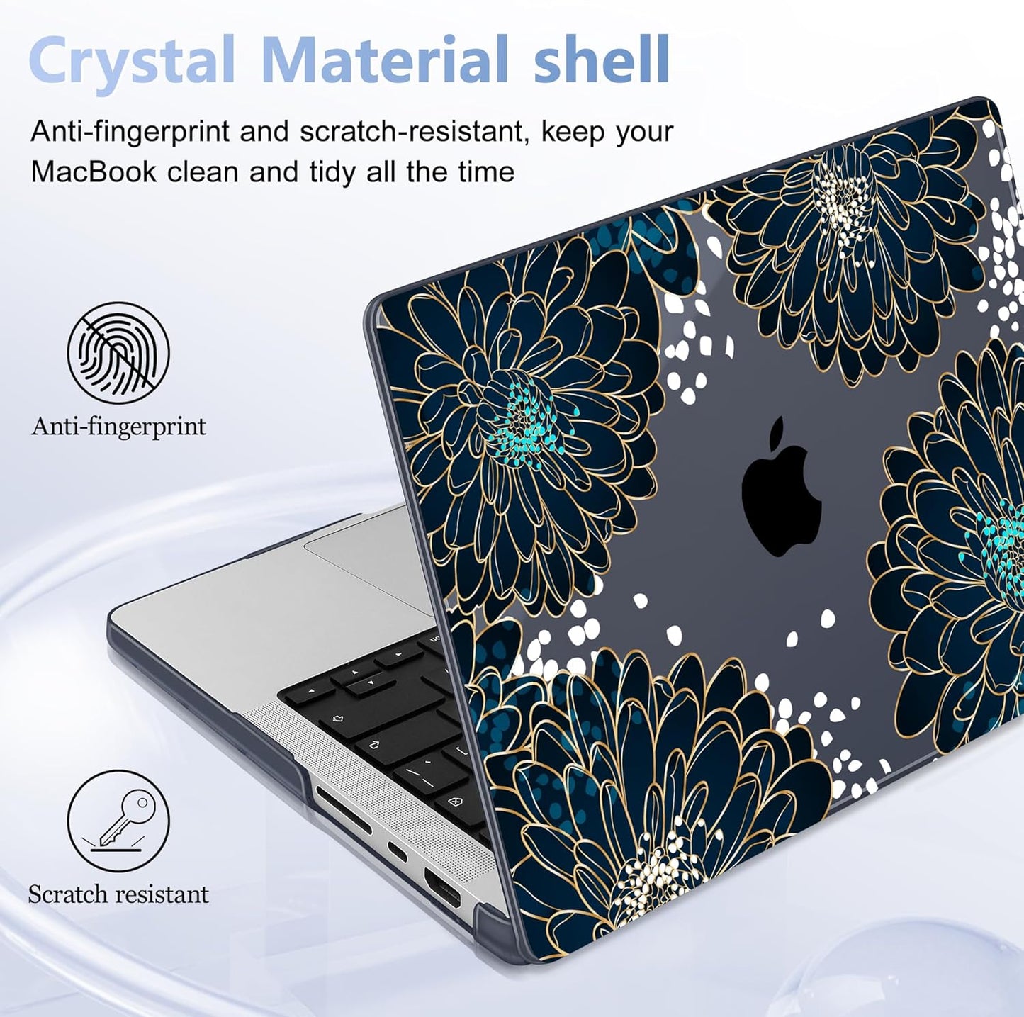for MacBook Pro 16 inch Case 2021 2022 2023 2024 Release A3186 A3403 M4 A2991 M3 A2780 M2 A2485 M1 Pro/Max, Hard Shell Case with Screen Protector & Keyboard Cover, Luxury Floral