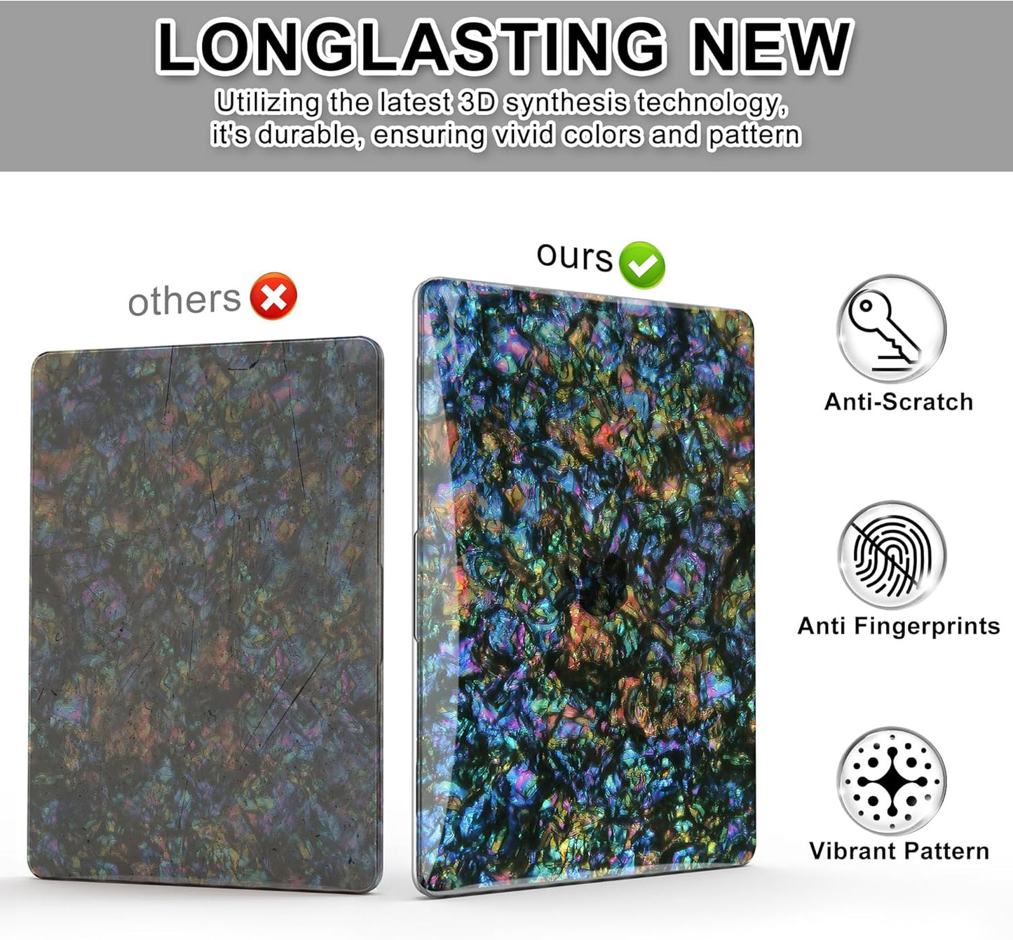 B BELK Compatible with MacBook Air 13 inch Case 2025 2024 2023 2022 M4 M3 M2 A3240 A3113 A2681, Plastic Hard Shell+Keyboard Cover+Screen Protector for MacBook Air 13.6 inch Case, Shiny Abalone Pearl