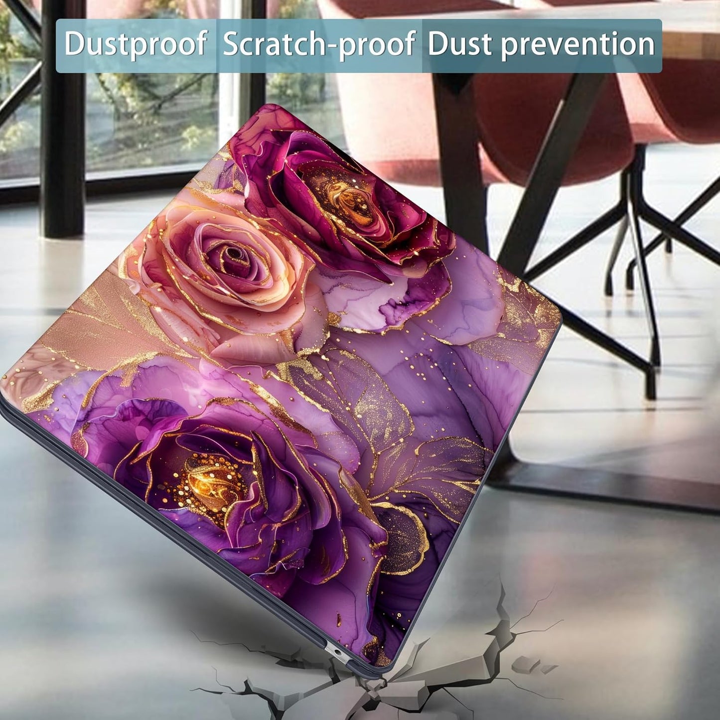 Mektron for 2025 M4 MacBook Air 13.6 Inch A3240 Case Fits 2023 A2681 M2 2024 A3113 M3 Chip with Liquid Retina Display Touch ID, Printed Plastic Hard Shell Cover for MacBook Air 13.6", Marble Flowers