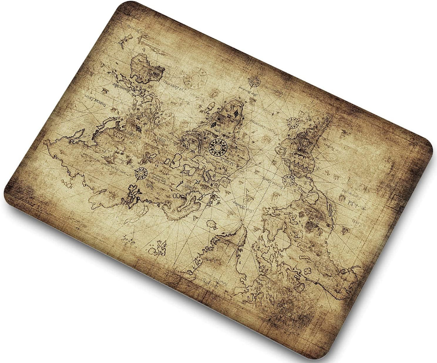 Compatible with MacBook Air 13 Inch Case 2017 2016 2015 2014 2013 2012 2011 2010 Release A1466/A1369, Plastic Hard Shell Case + Keyboard Cover + Screen Protector - World Map