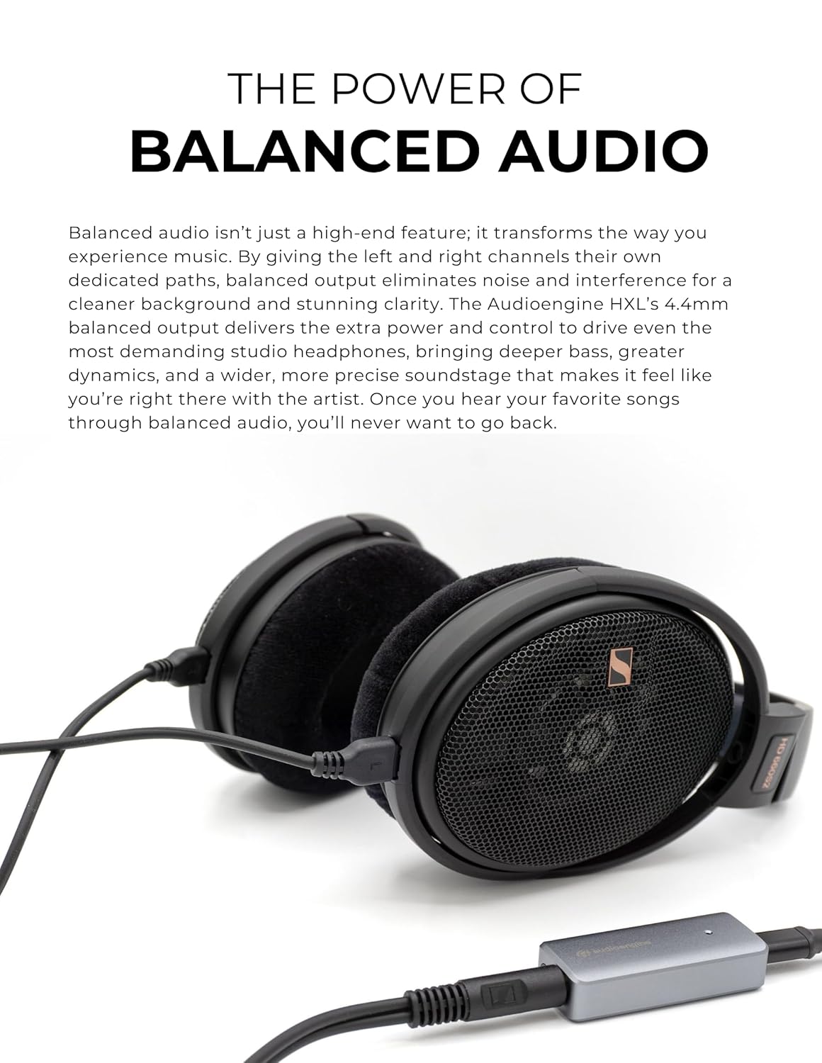 Audioengine HXL Portable Balanced Headphone Amplifier & DAC 4.4mm/3.5mm Outputs, 520mW @ 32Ω Balanced Power, Hi-Res PCM 32-bit/384kHz & Native DSD256 Support