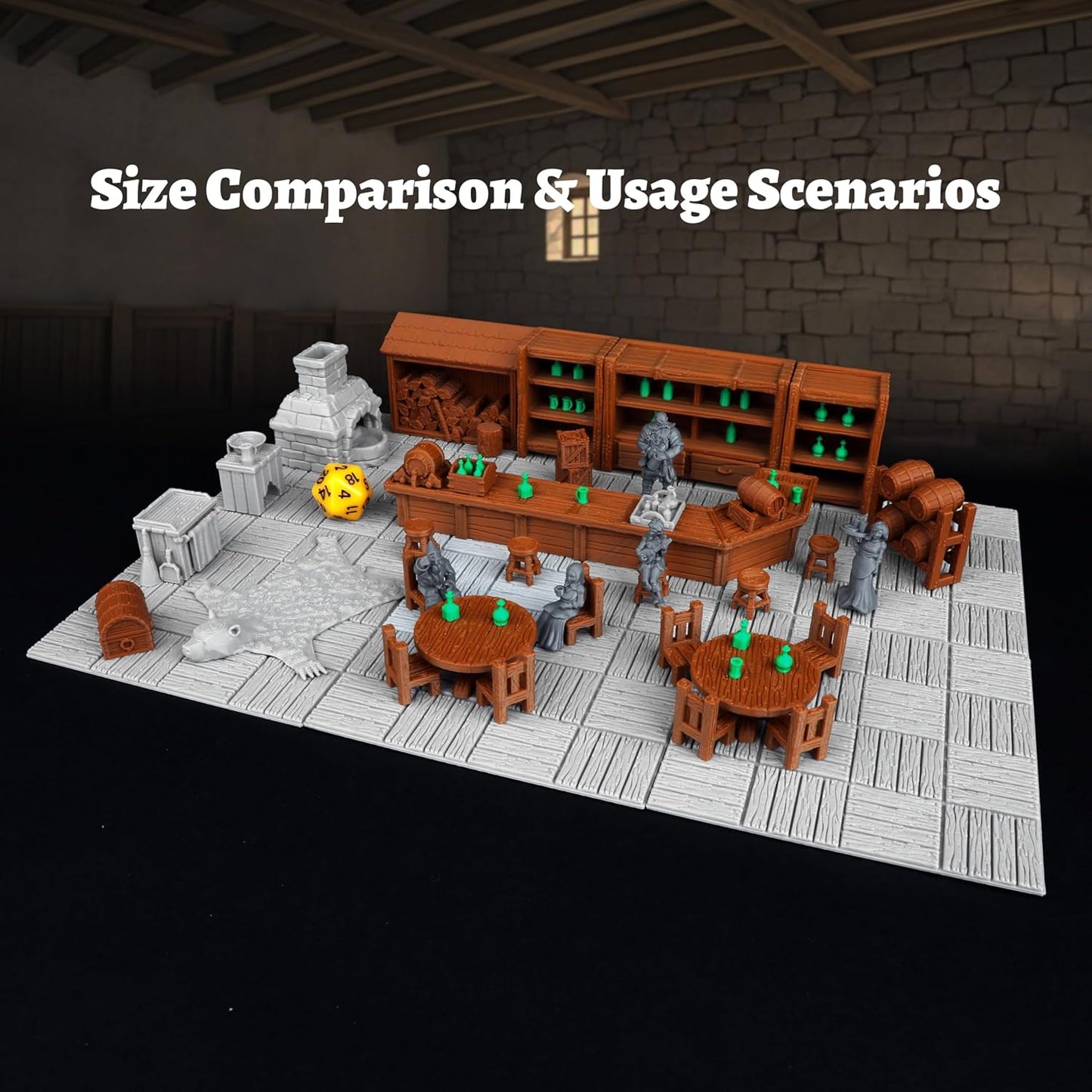 AUSPDICE 6PCS Modular DND Terrain Set for Tabletop RPGs and Dungeon Maps, High-Detail RPG Terrain for Dungeons and Dragons Fantasy Role-Playing Campaigns and 28mm Miniatures-AF634B Plank Floor