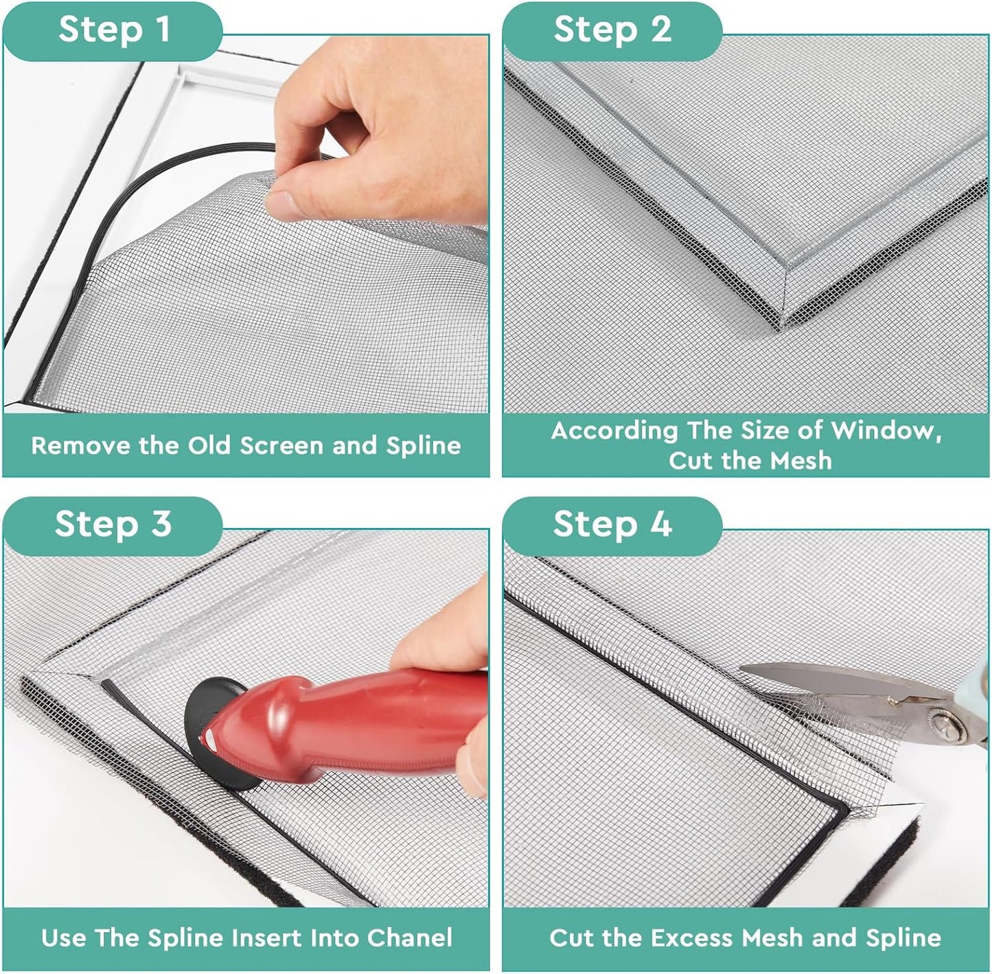 FLYZZZ Screen Spline 0.170" x 25' Spline for Window Screen Door Repair, Round,Black,Suitable for Regular Groove Width 0.173''-0.185''