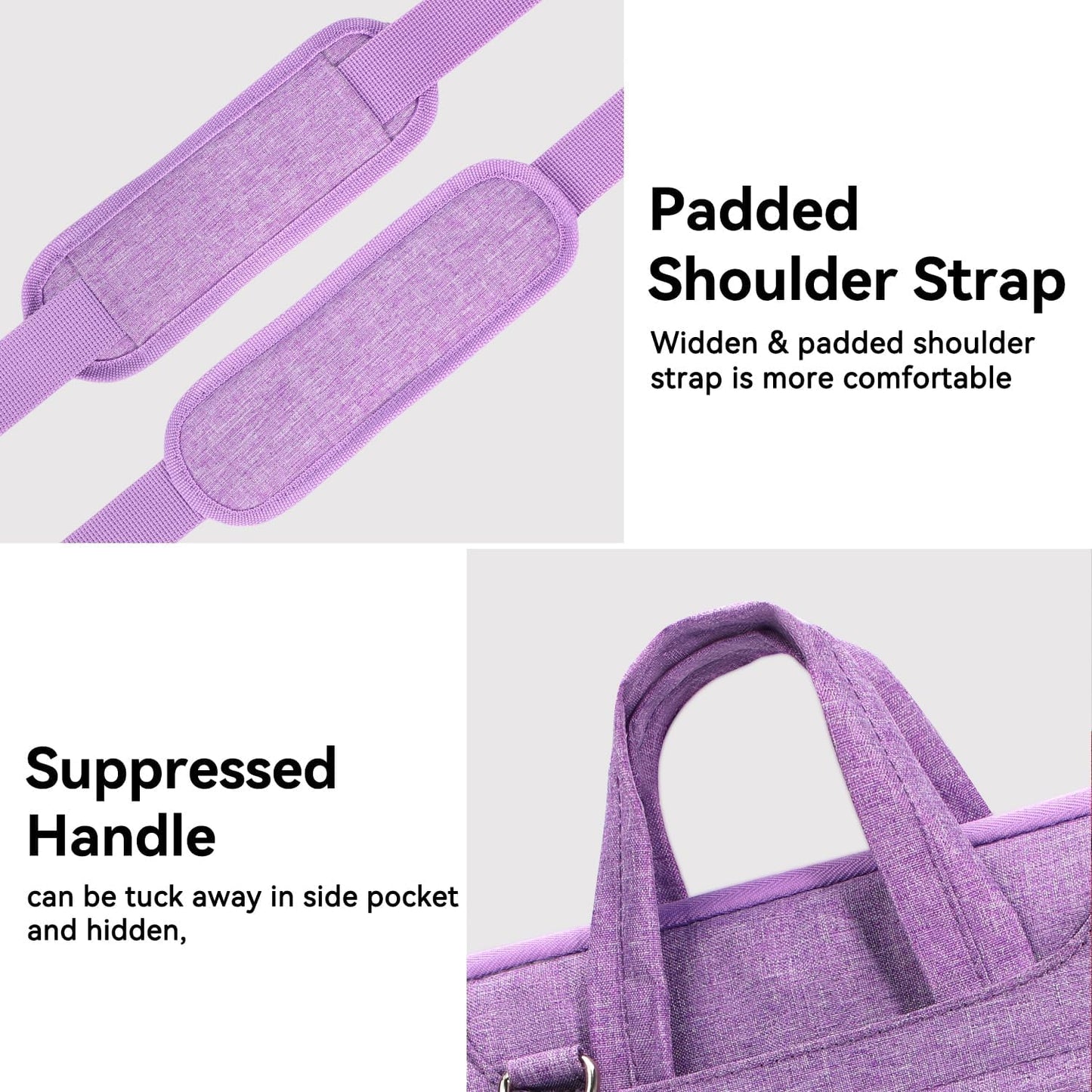 Voova Laptop Bag 15.6 Inch, Waterproof Computer Sleeve Carrying Case with Shoulder Straps & Handle Compatible with Macbook Air 15 M2/M3/M4, MacBook Pro 15/16, 15-16 Inch Hp Dell Lenovo Asus, Lavender