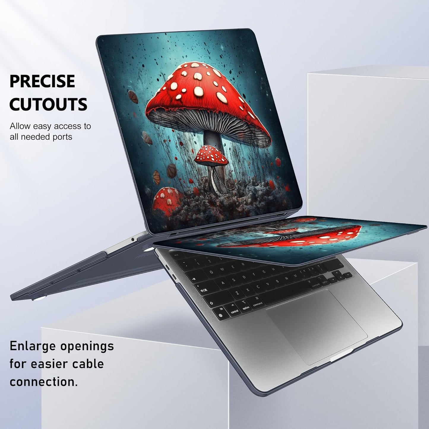 May Chen for New MacBook Pro 13 Case 2022 2020 Release (A2338 M1 M2/A2289/A2251), Plastic Crystal Hard Shell Case Cover with Keyboard Cover for MacBook Pro 13-inch Touch Bar, Mushrooms