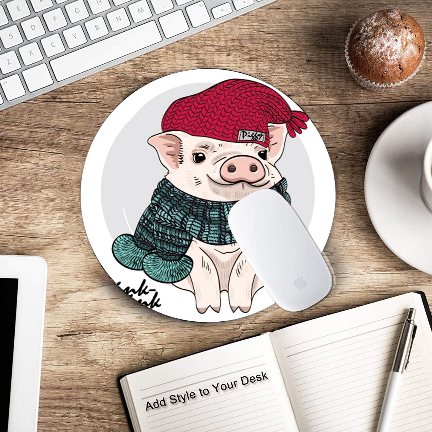 Cute Pig Round Mouse pad Customized Mousepad Non-Slip Rubber Base Mouse Pads for Computers Laptop Office Desk Accessories Mouse pad