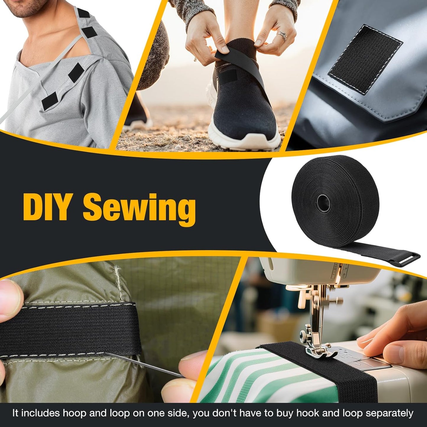 26ft x 2in Heavy Duty Cable Straps with 20pcs Plastic Buckles, Free Cut to Length Cinch Strap, Reusable & Adjustable Hook and Loop Straps for Cable Ties, Cord Organizer, Wire Management